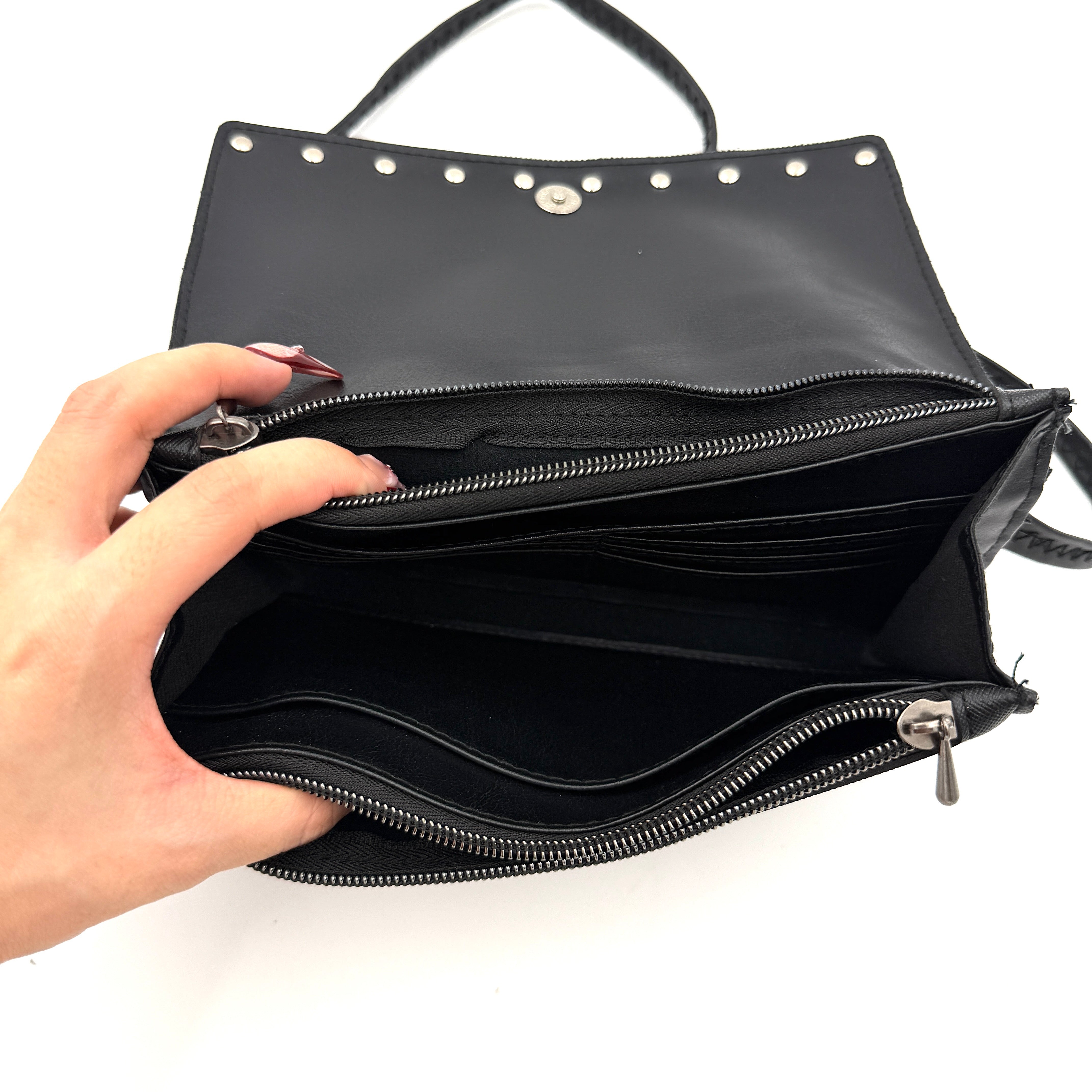 BEAMS Studded Crossbody Bag Black