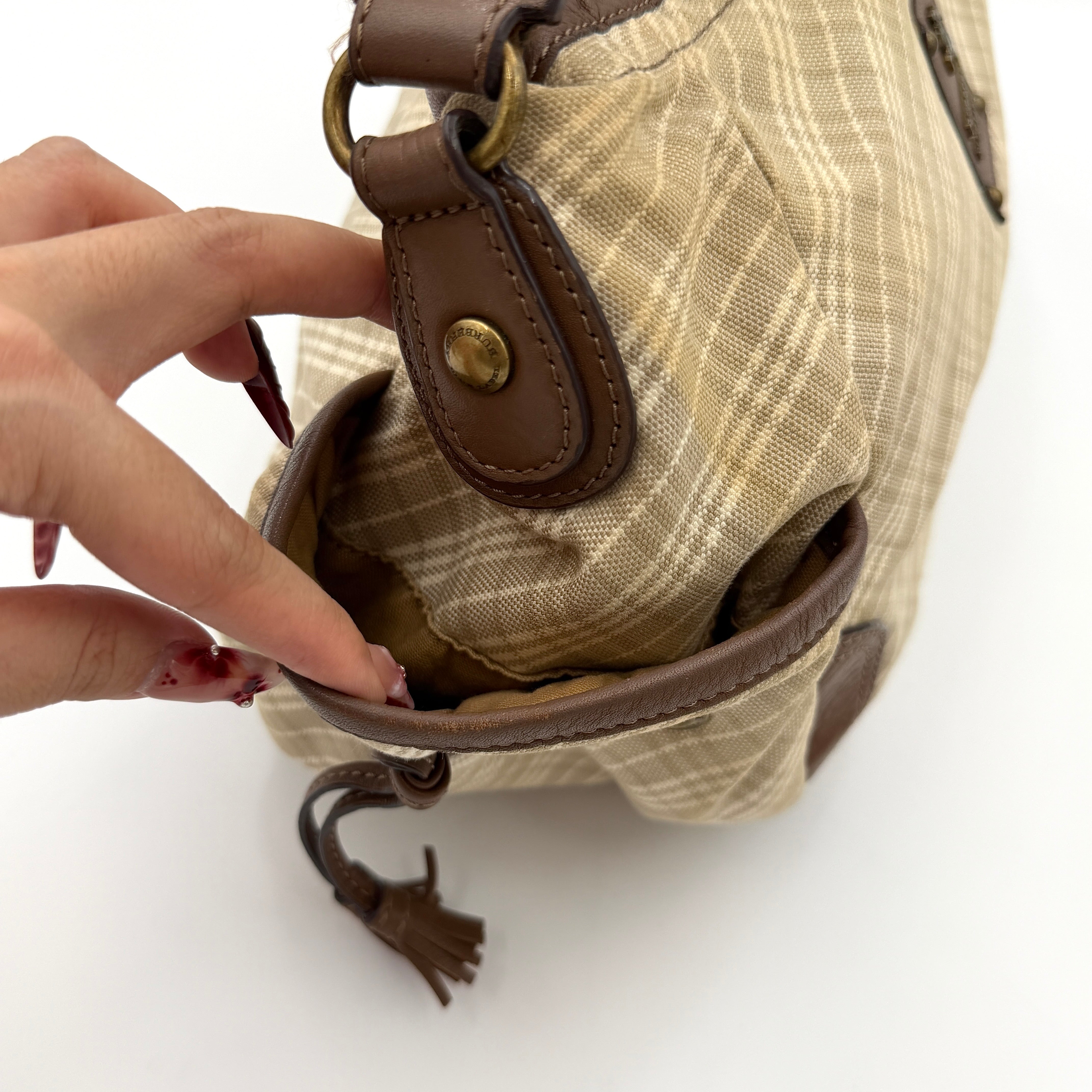 Burberry 2Way Nova Check Shoulder Bag Cream/Light Brown