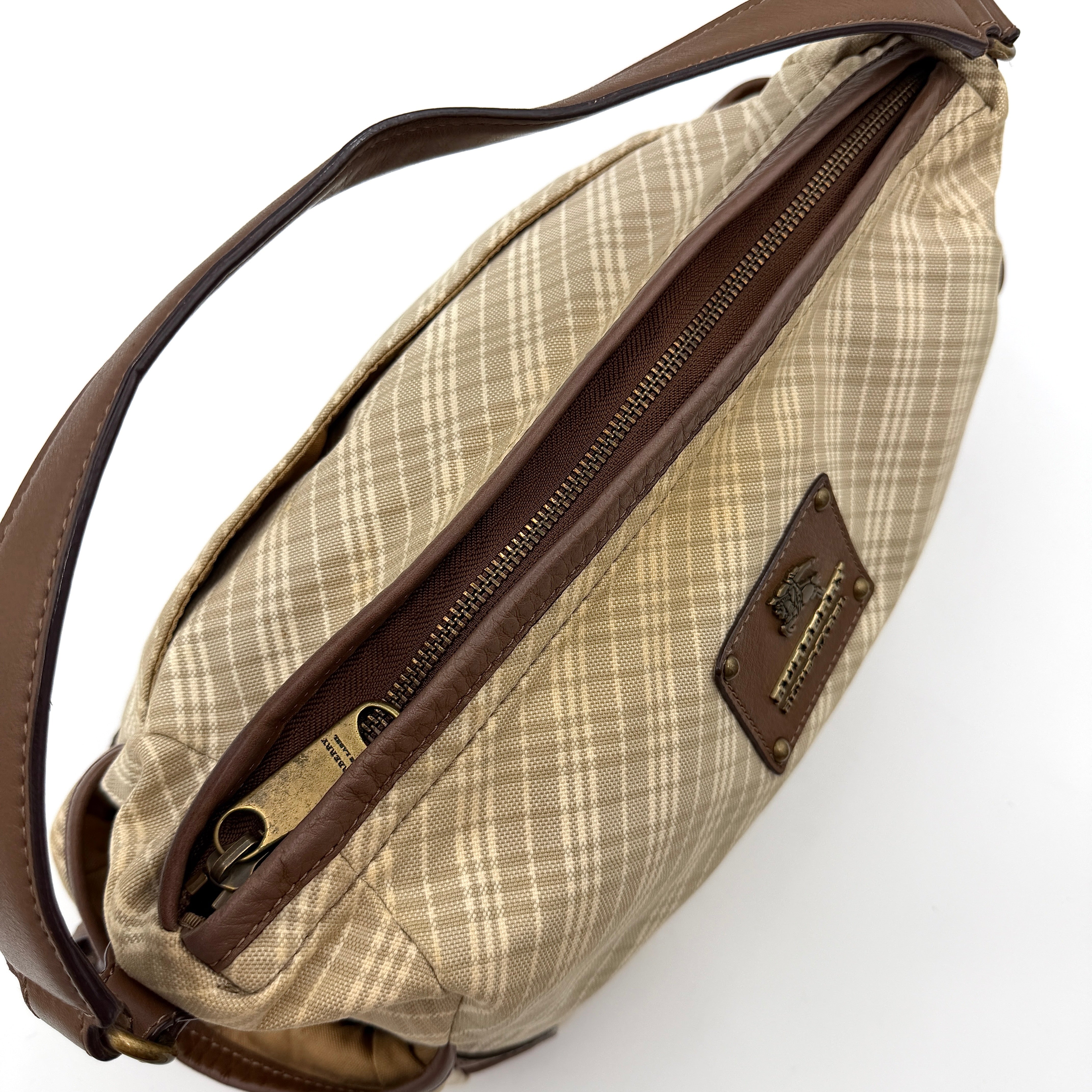 Burberry 2Way Nova Check Shoulder Bag Cream/Light Brown
