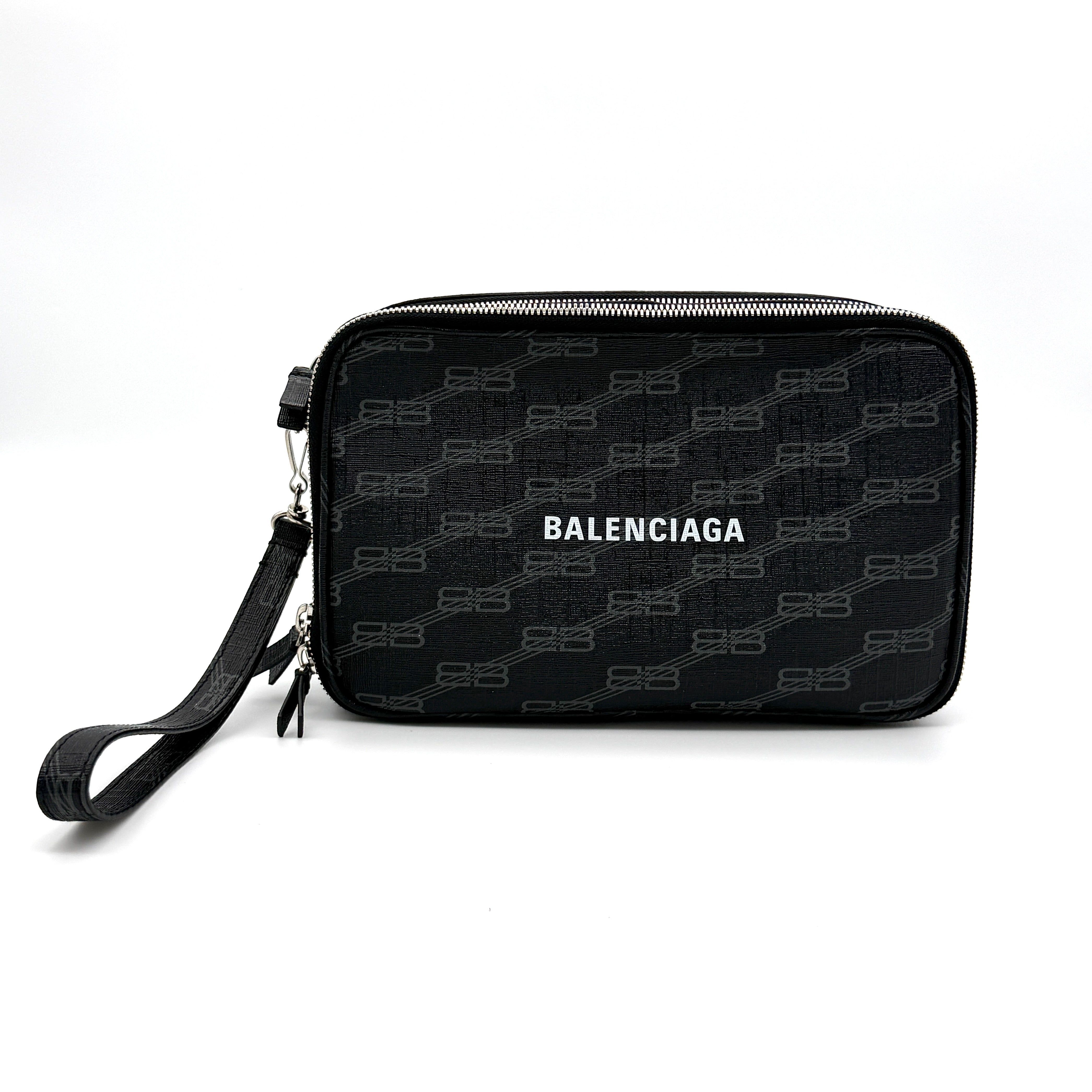 Balenciaga Signature BB Monogram Everyday Clutch Bag Black