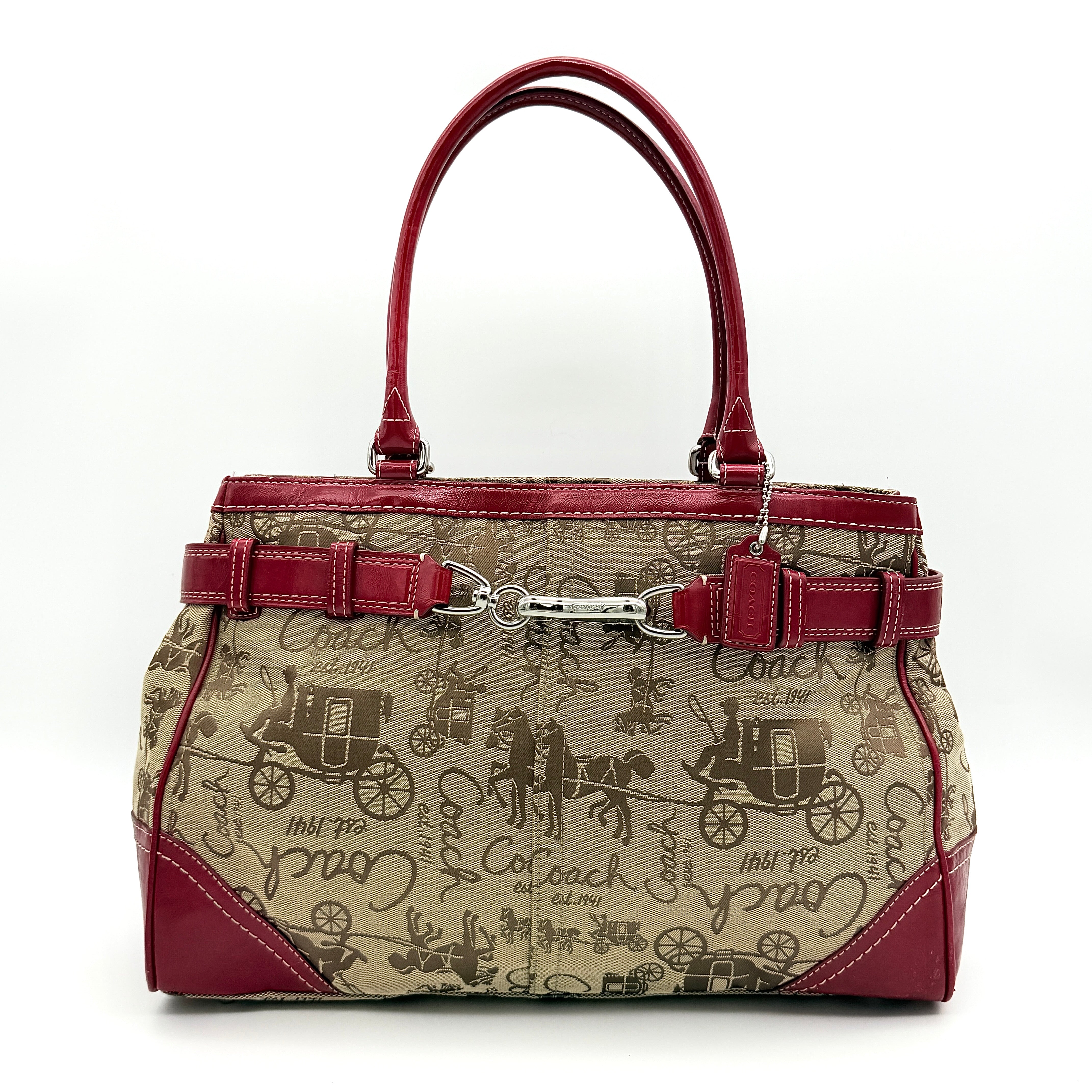 Coach Horse Carriage Hampton Carryall Handbag Beige/Red