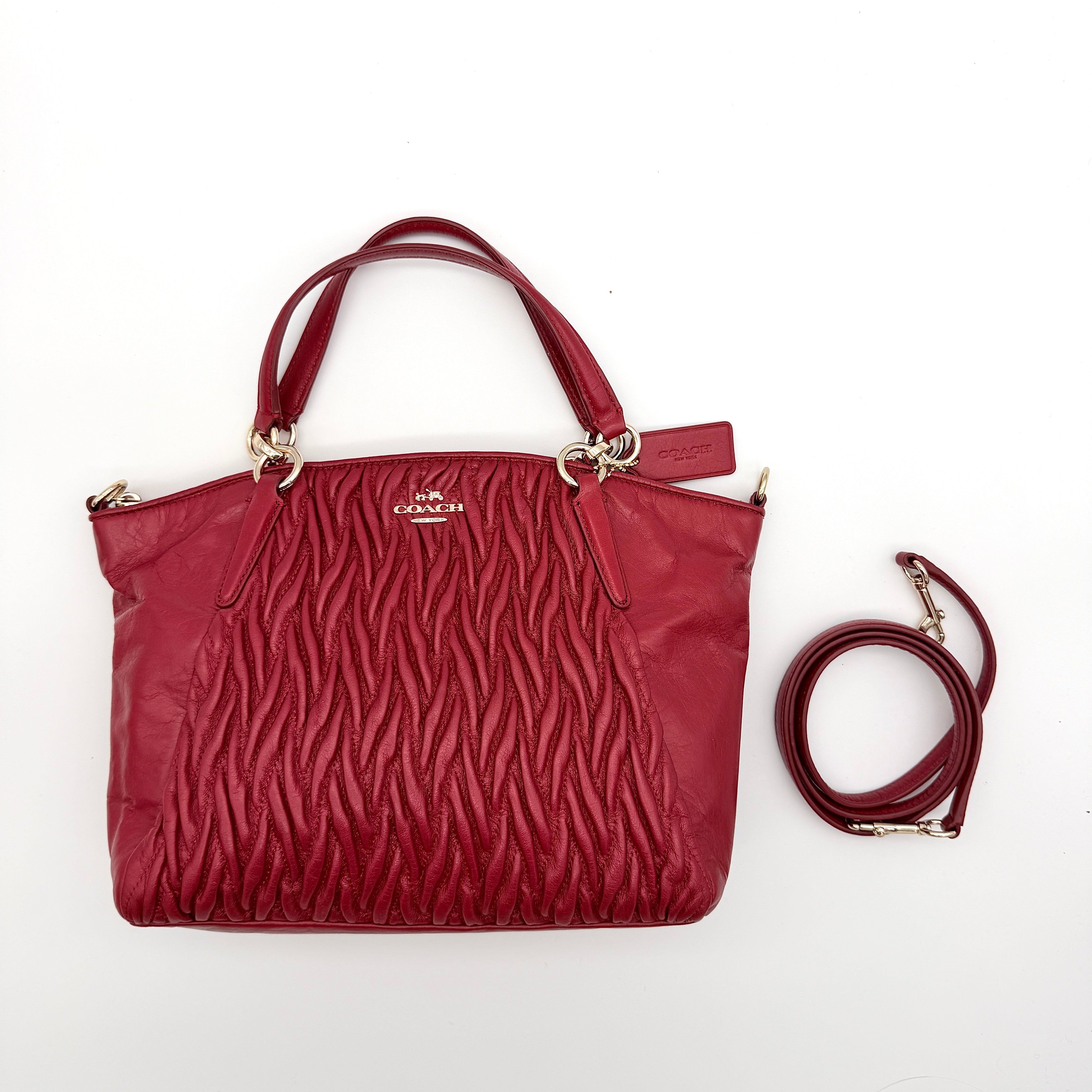 Coach 2Way Kelsey Quilted Satchel Handbag Red
