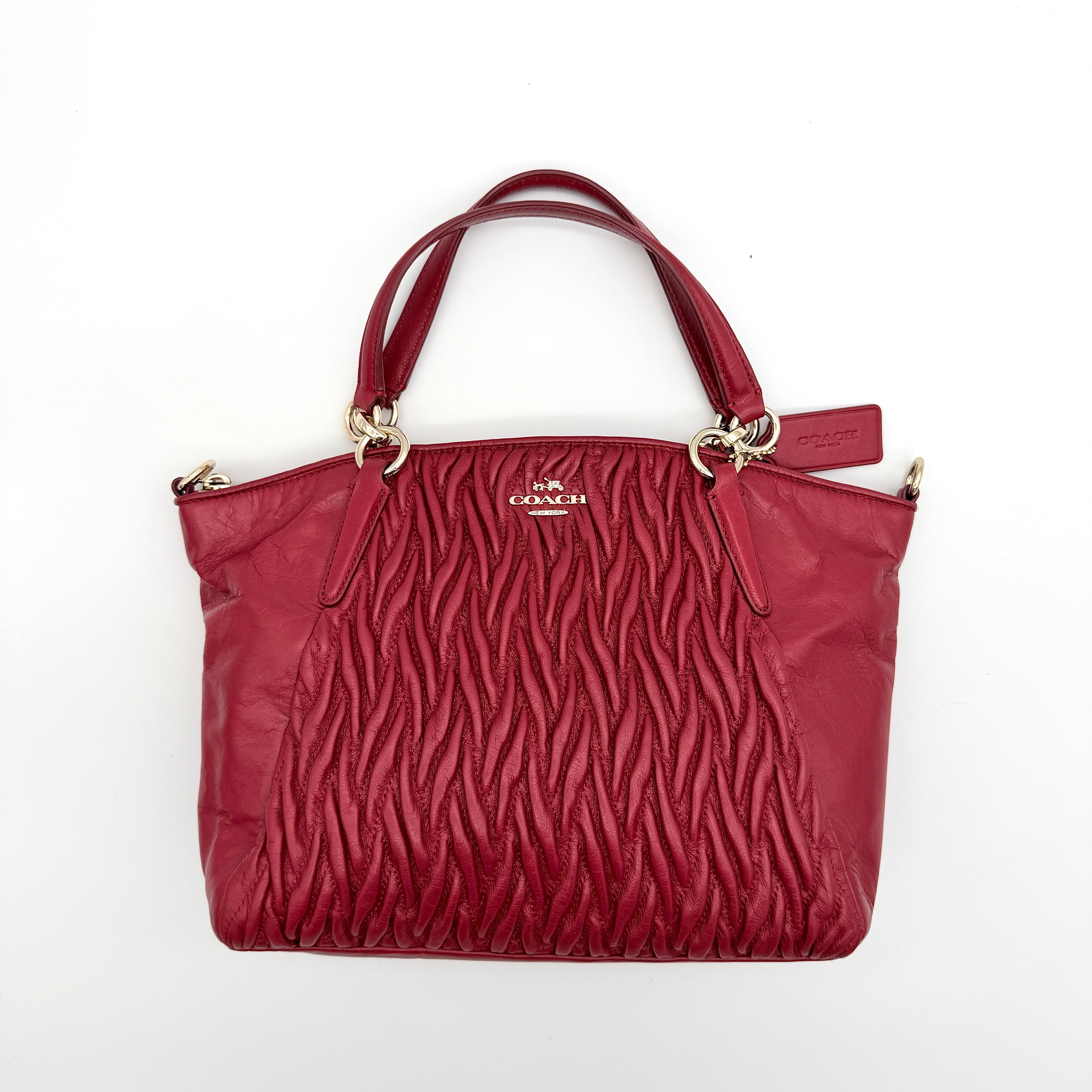 Coach 2Way Kelsey Quilted Satchel Handbag Red