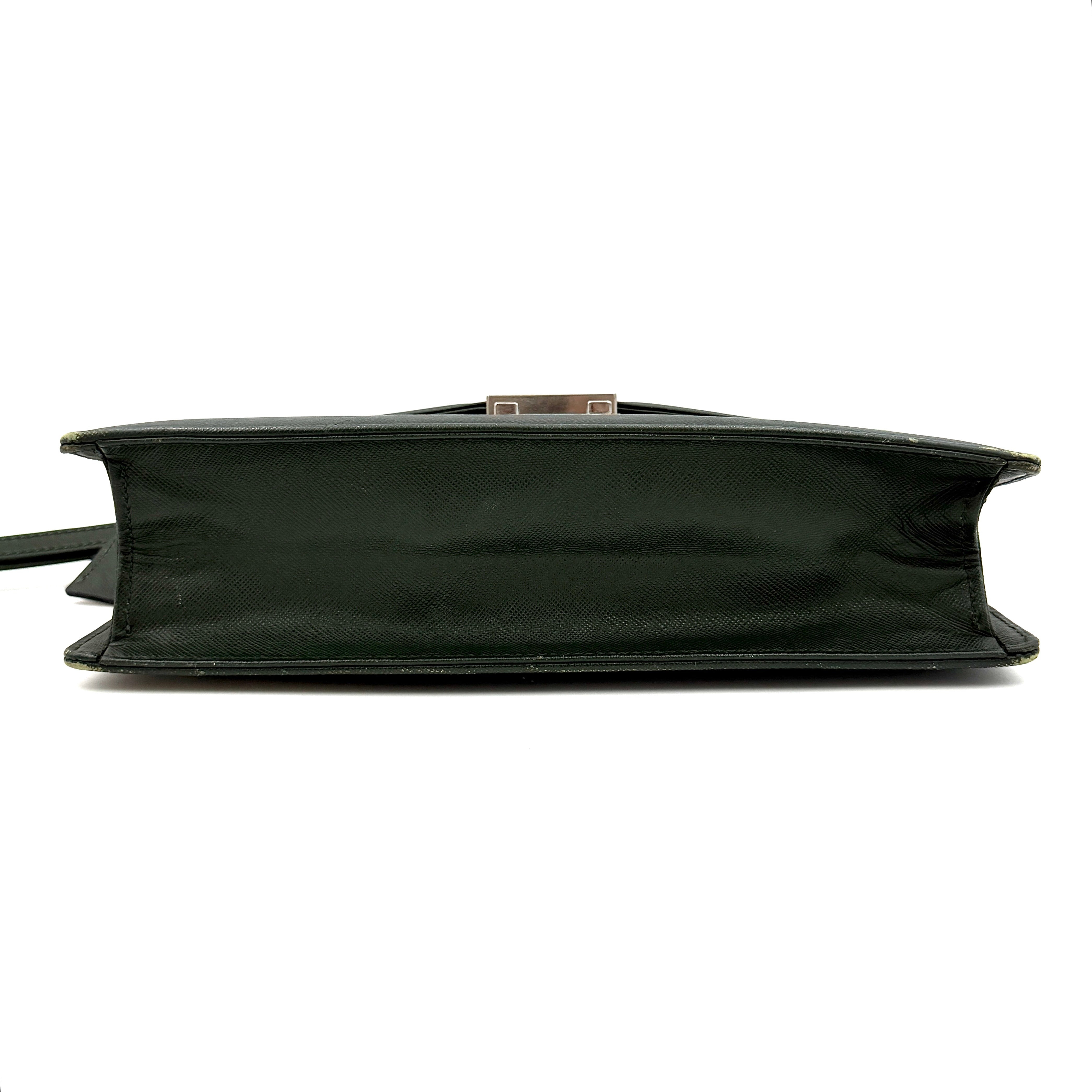 Burberry Leather Clutch Bag Dark Green