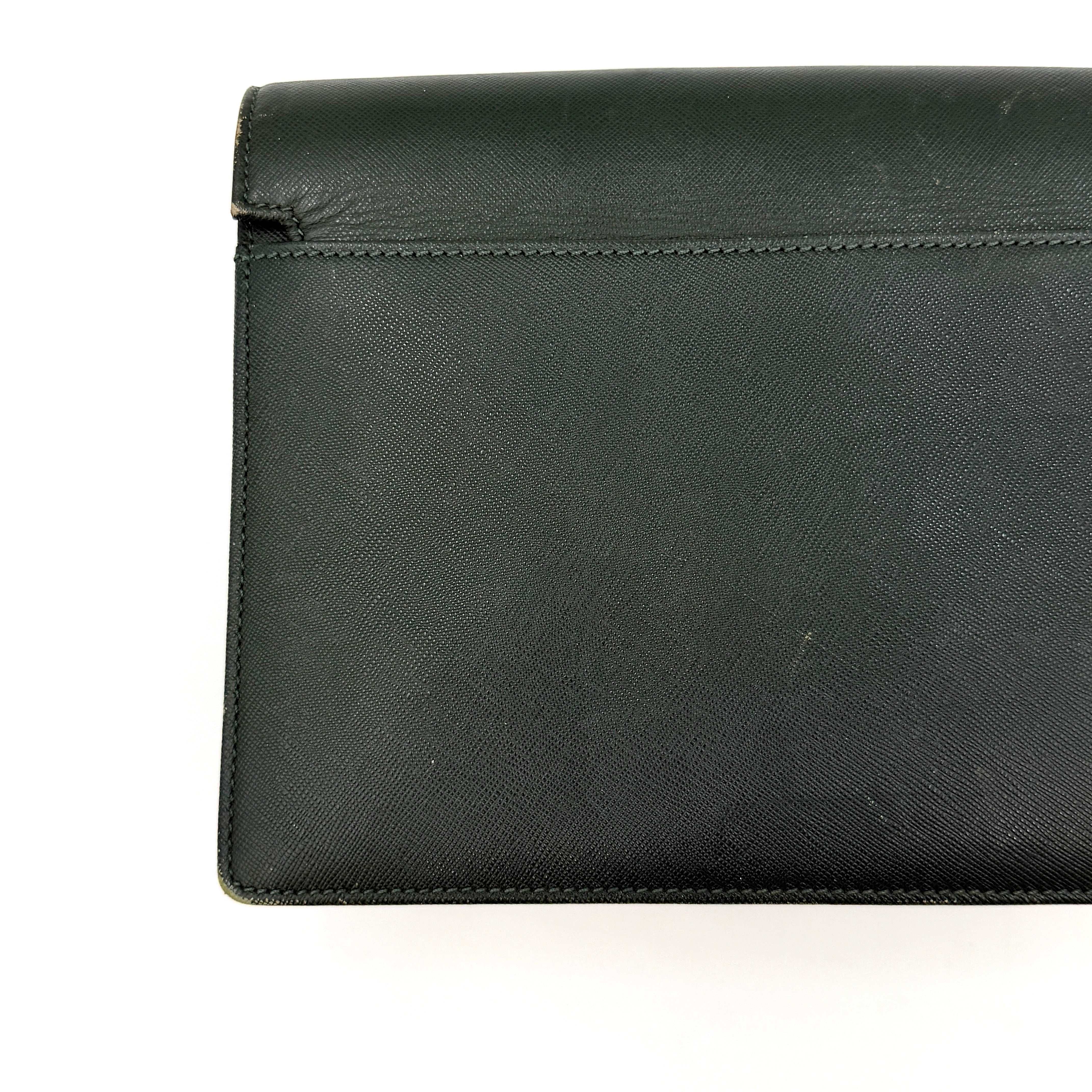 Burberry Leather Clutch Bag Dark Green