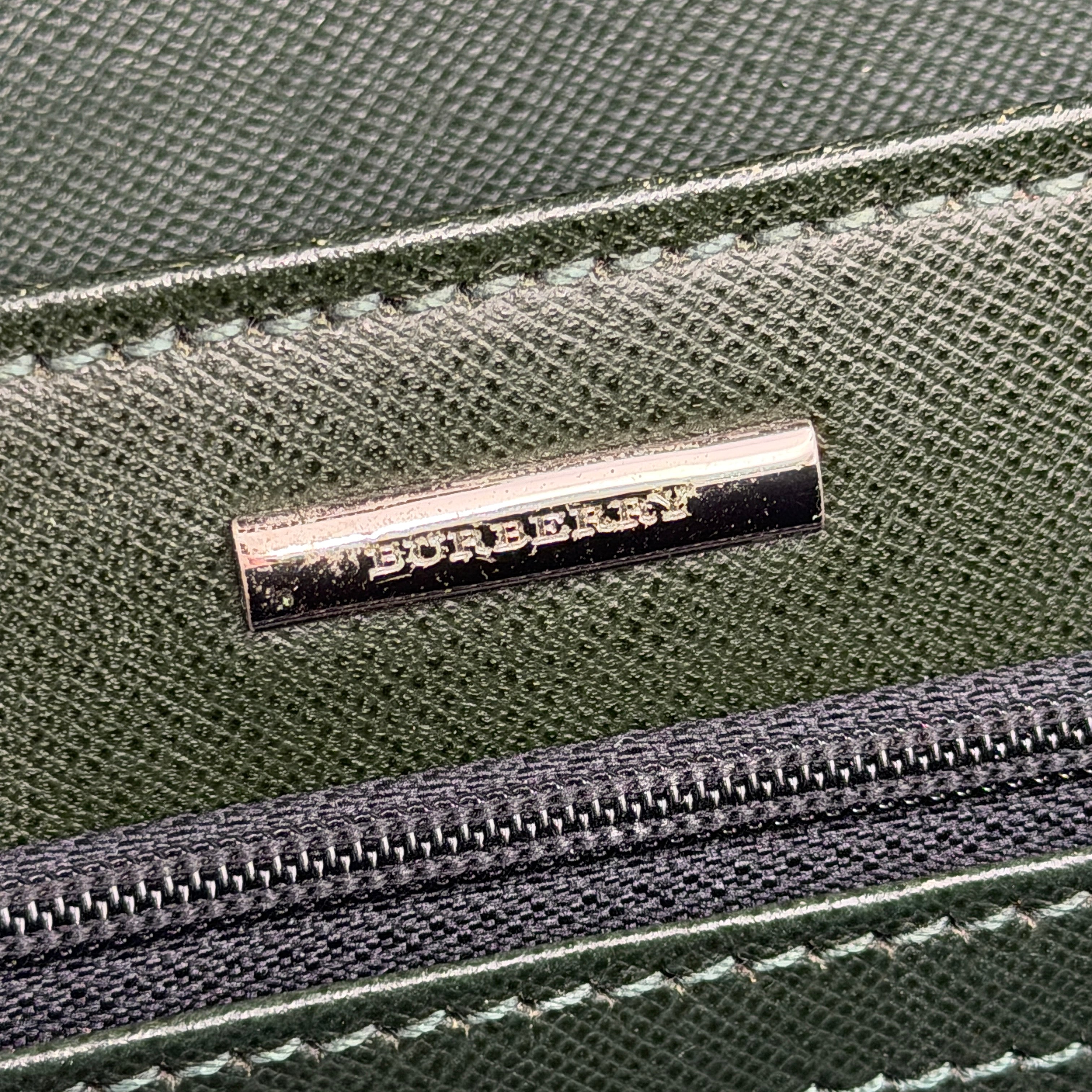 Burberry Leather Clutch Bag Dark Green