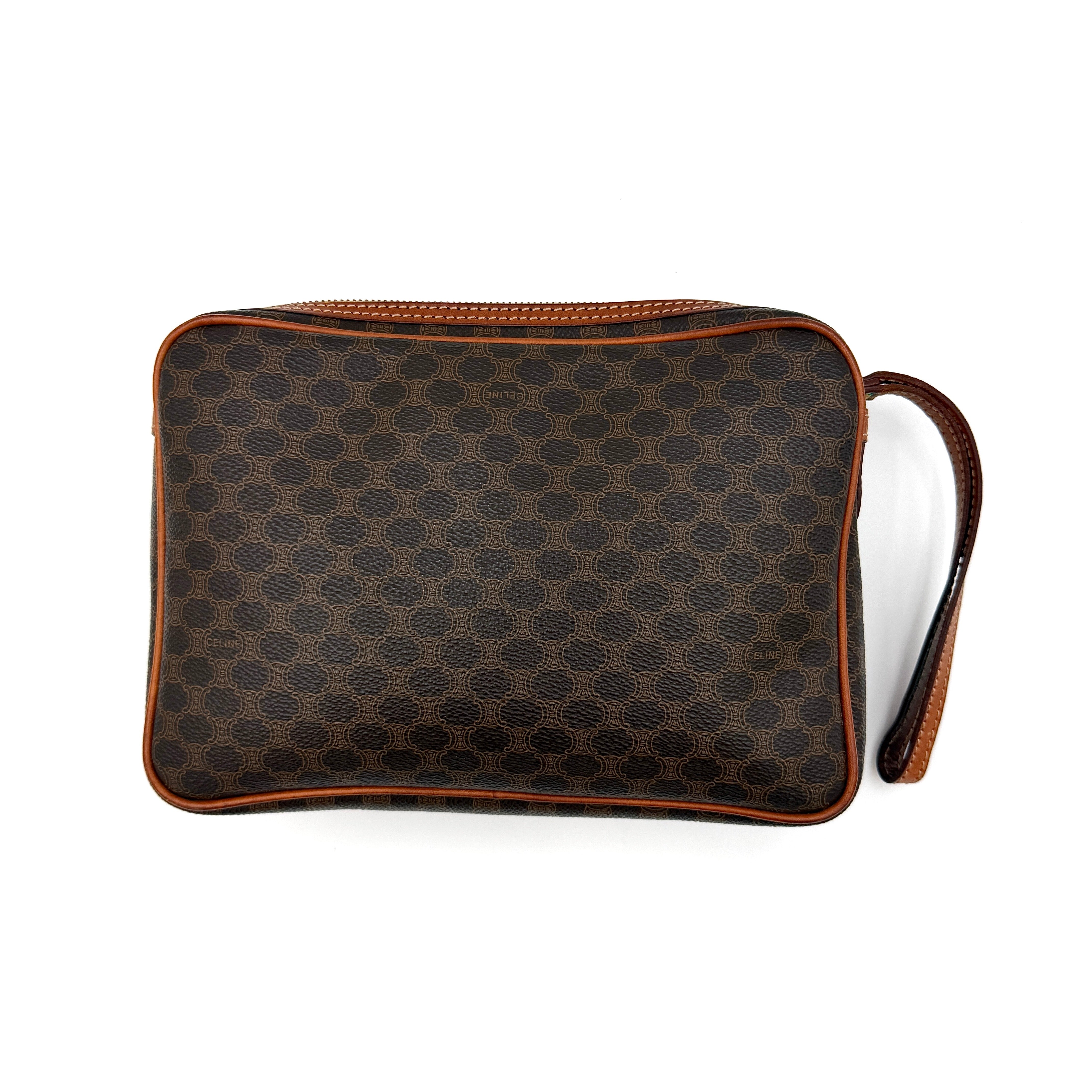 Celine Triomphe Macadam Clutch Bag Brown