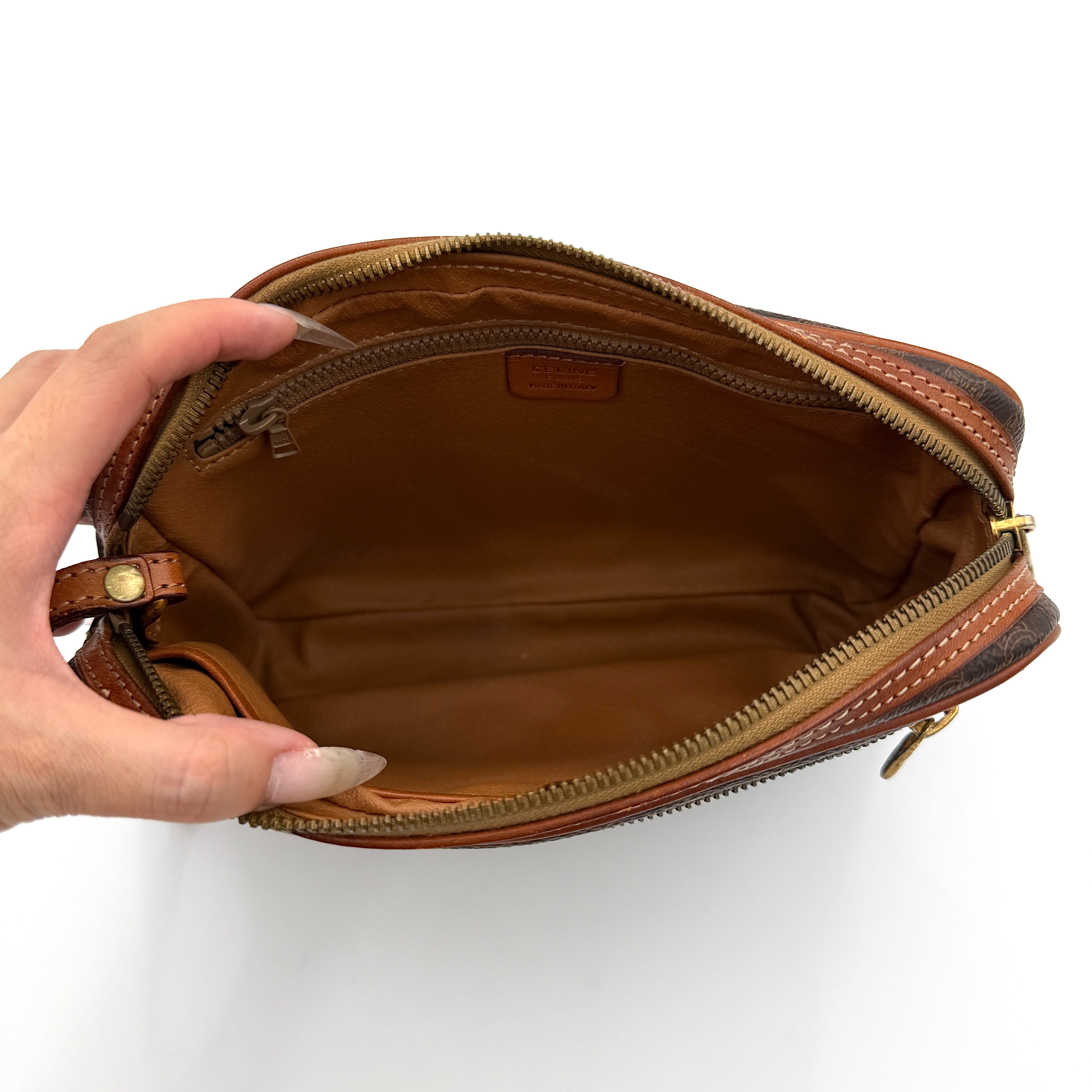 Celine Triomphe Macadam Clutch Bag Brown