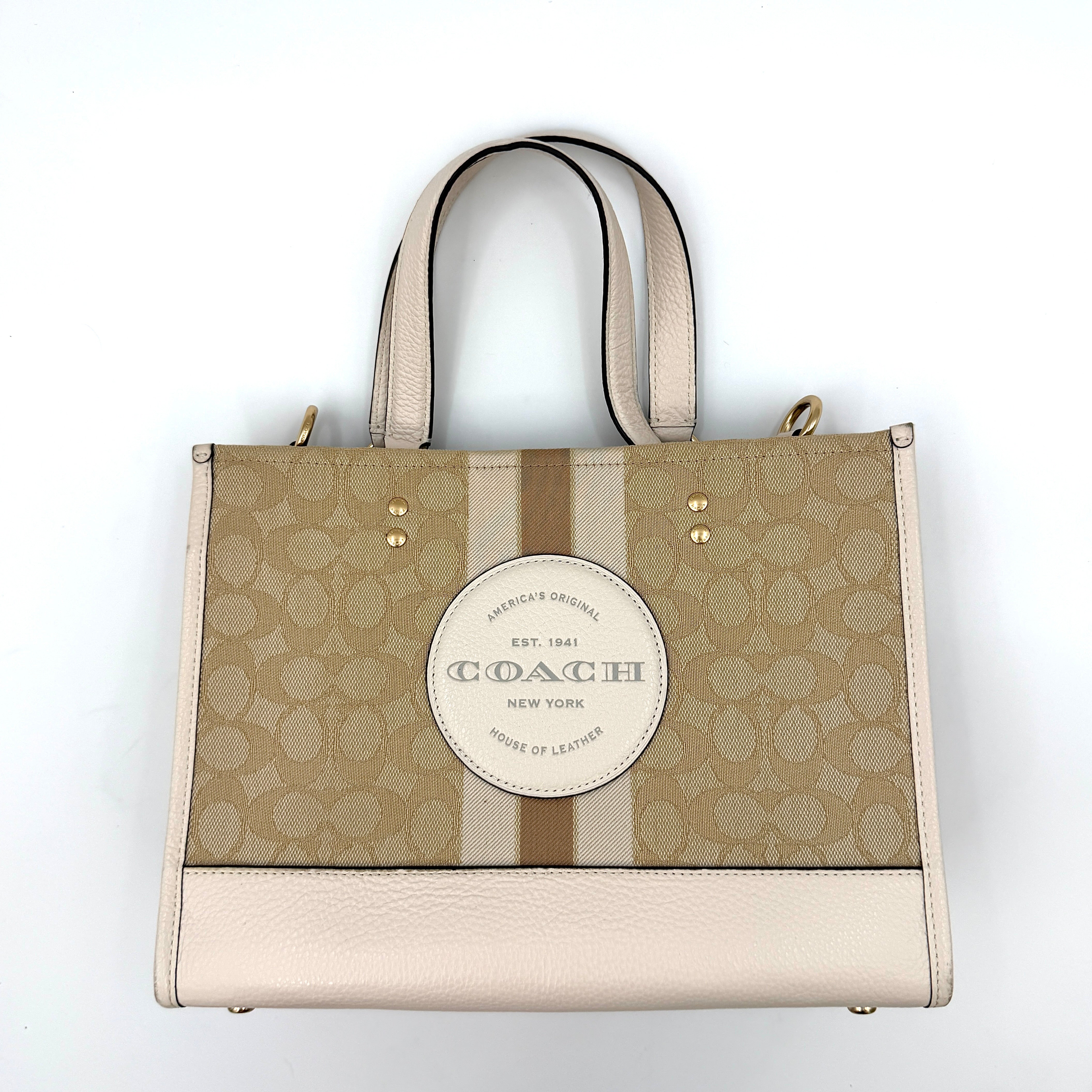 Coach Dempsey Carryall 22 Tote Bag Beige