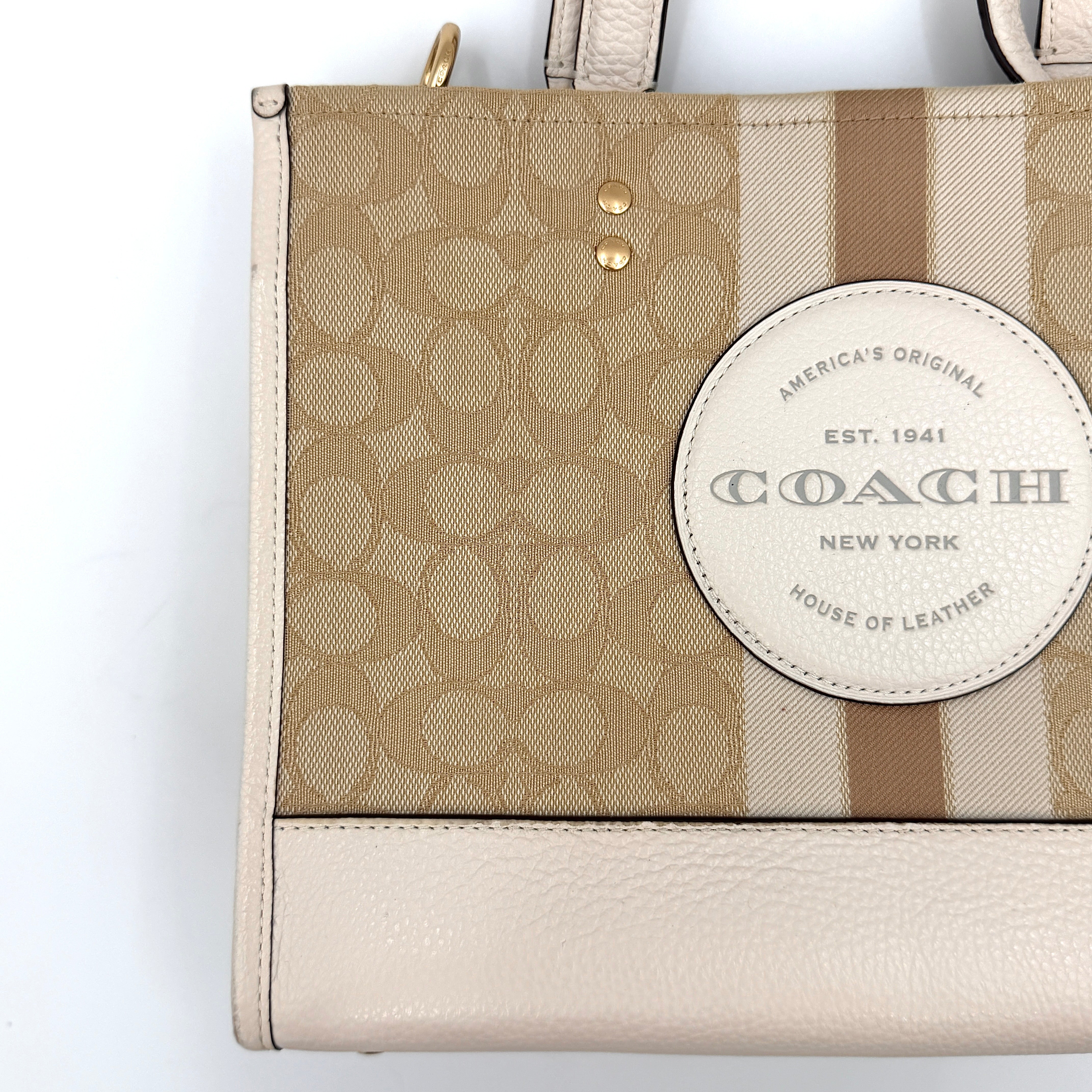 Coach Dempsey Carryall 22 Tote Bag Beige