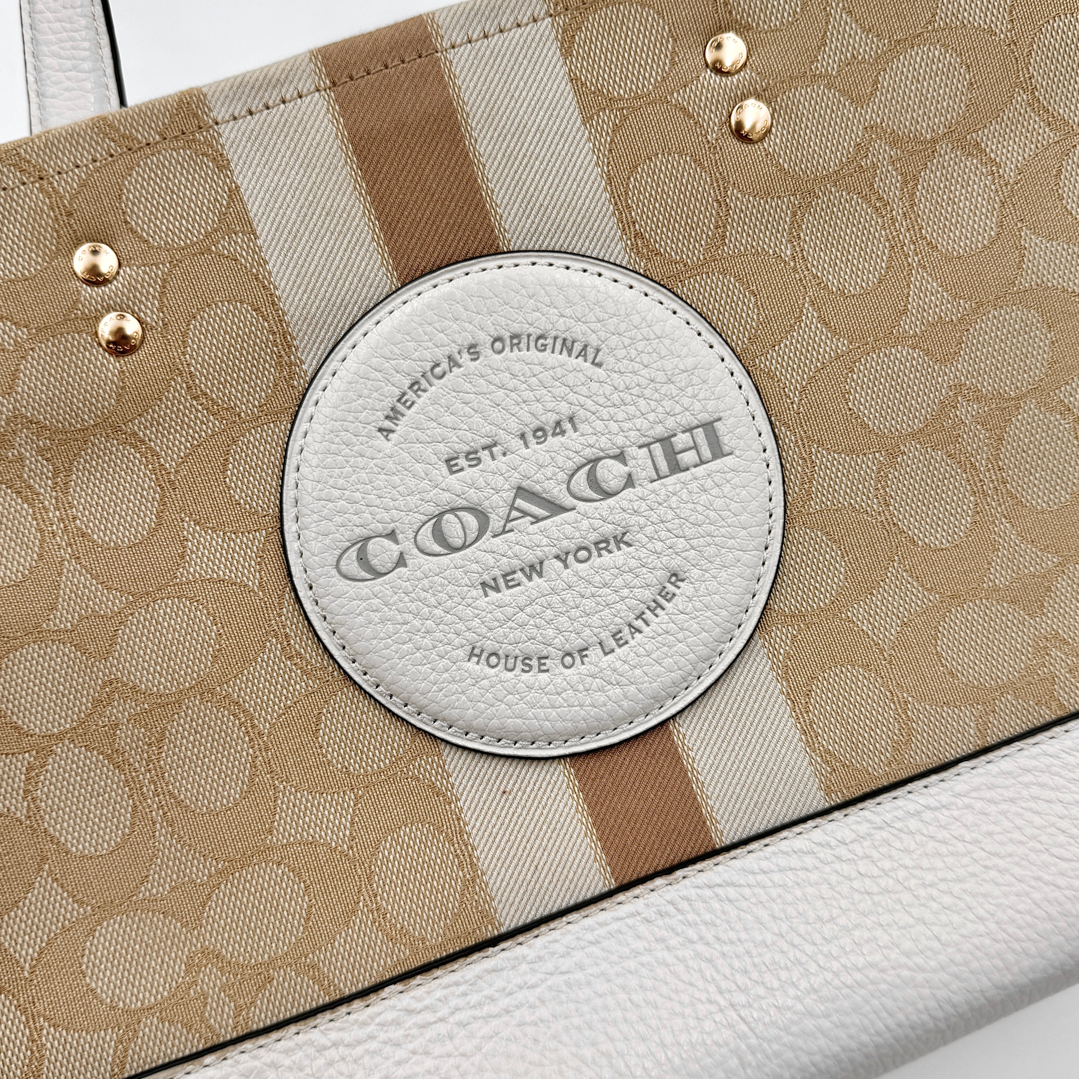 Coach Dempsey Carryall 22 Tote Bag Beige