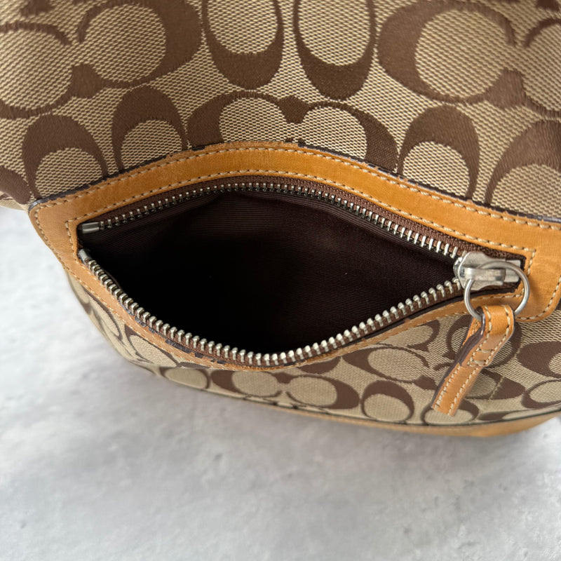Coach Signature Canvas Crossbody ShoulderBag Beige/Brown