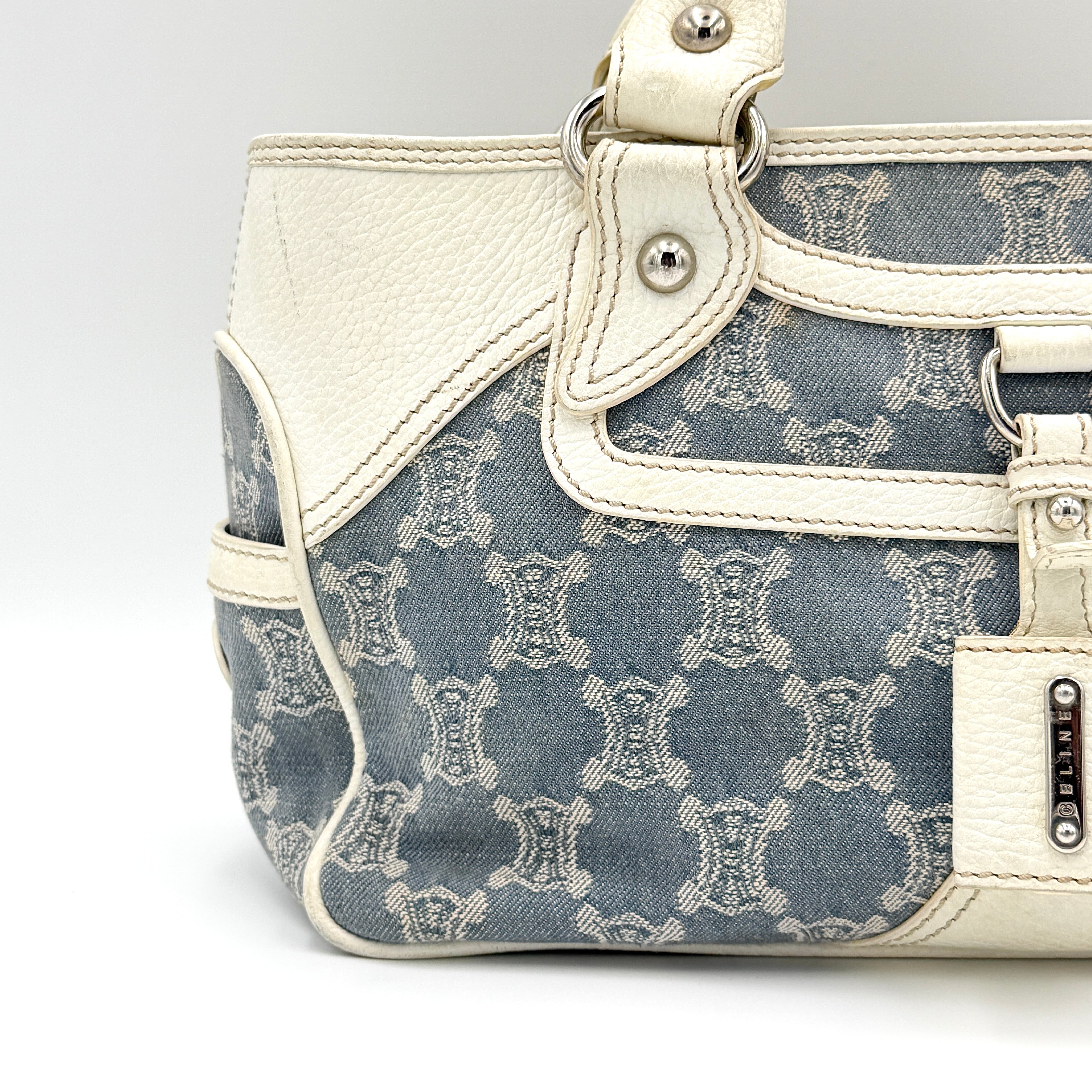 Celine Triomphe Macadam Boogie Denim Handbag Blue/White