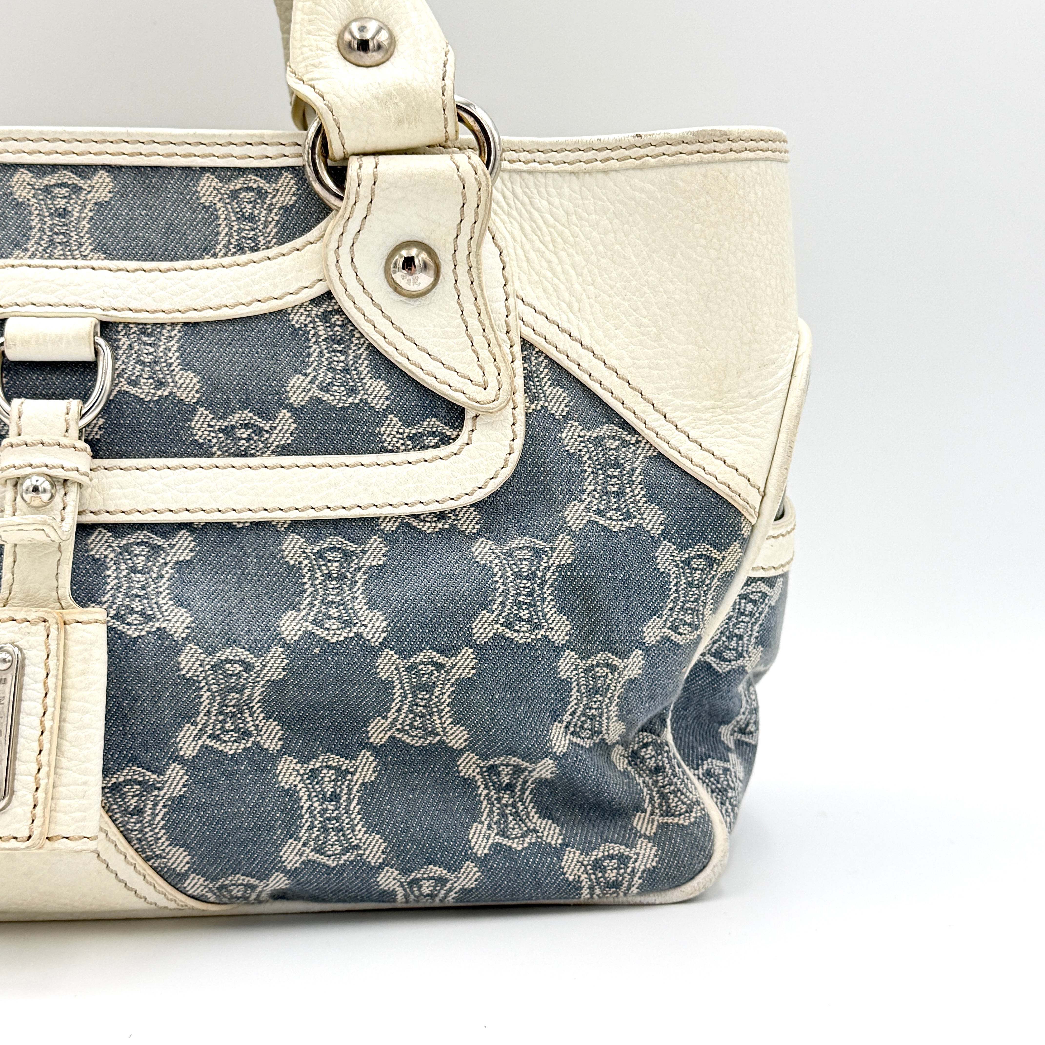 Celine Triomphe Macadam Boogie Denim Handbag Blue/White