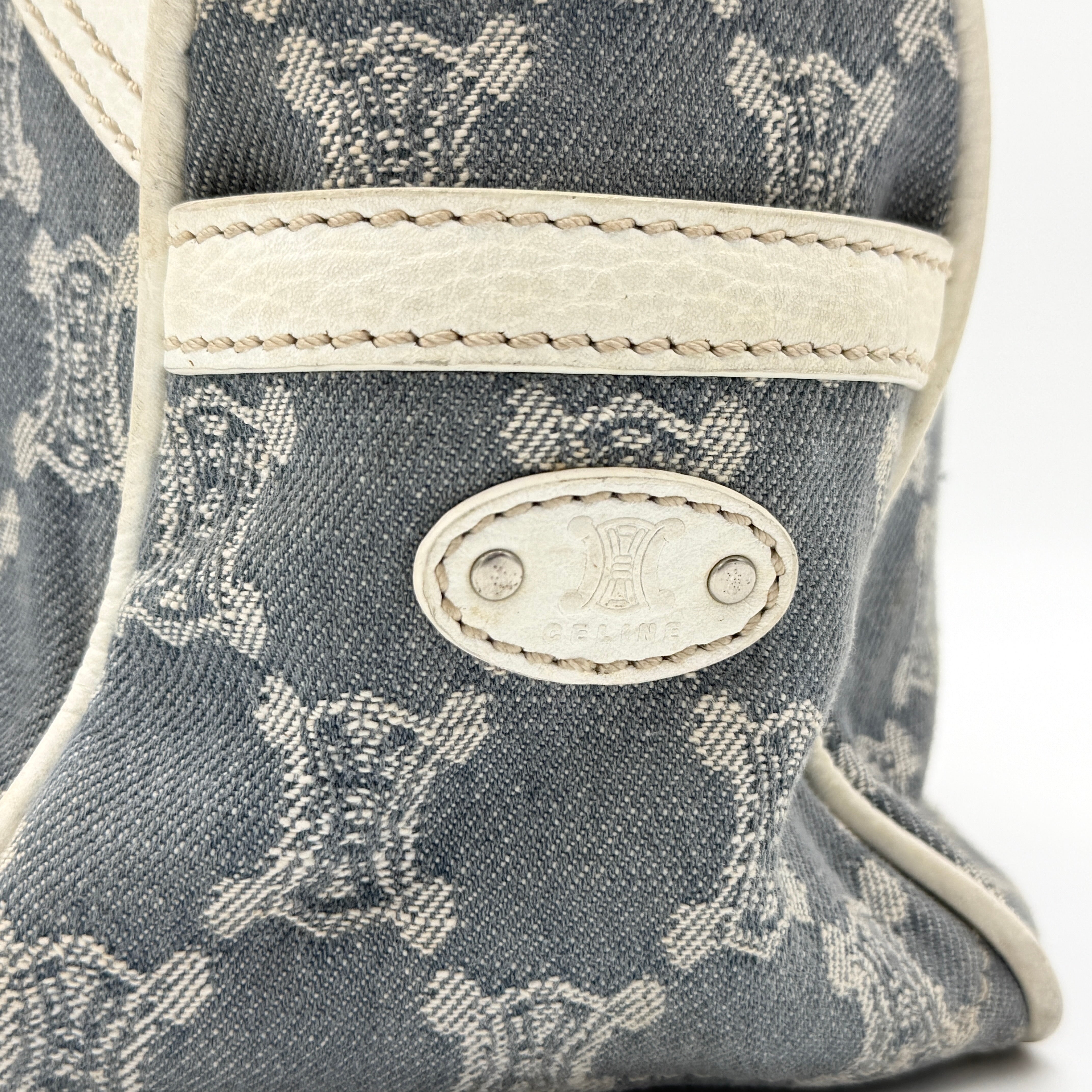 Celine Triomphe Macadam Boogie Denim Handbag Blue/White