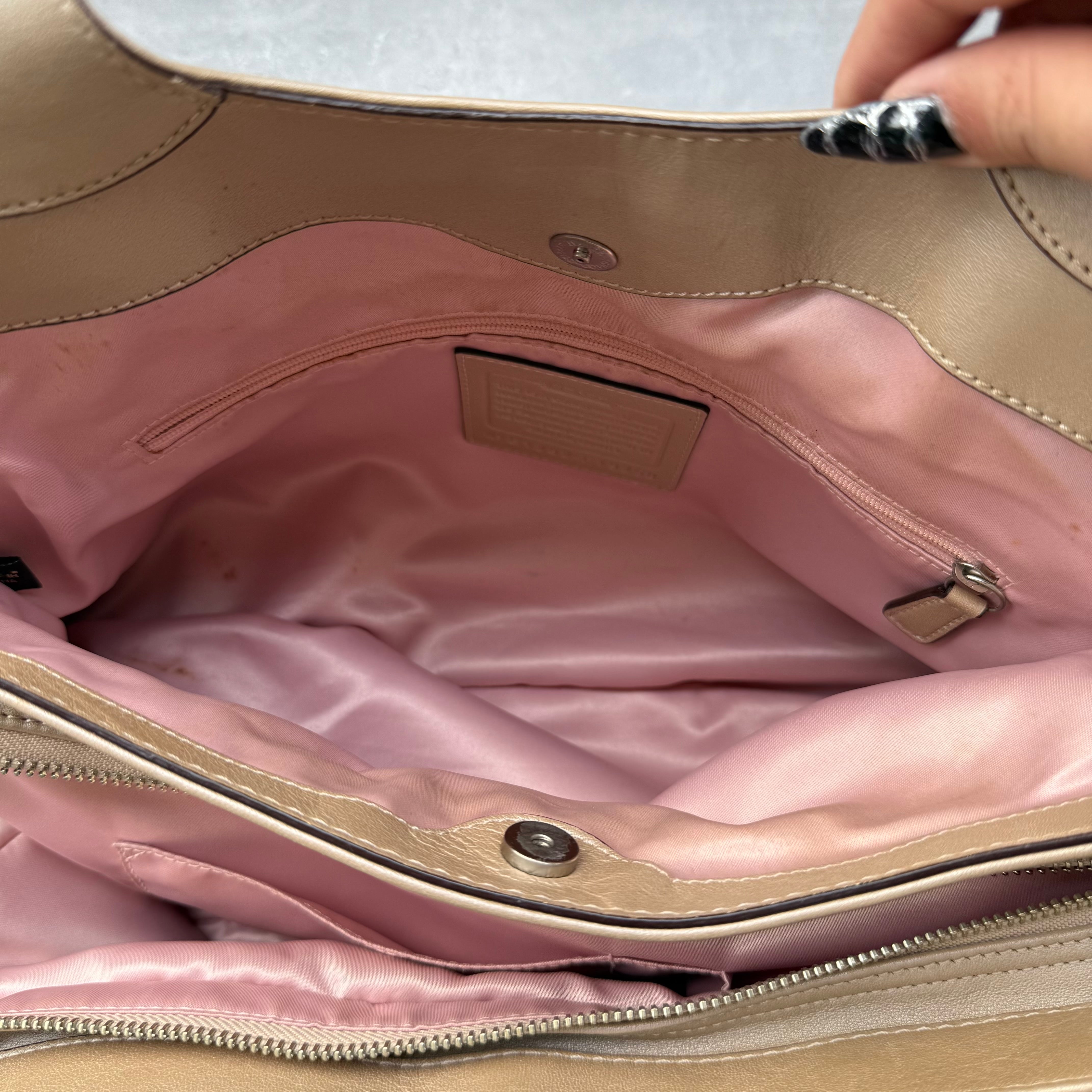 Coach Perforated Hobo Handbag Light Brown