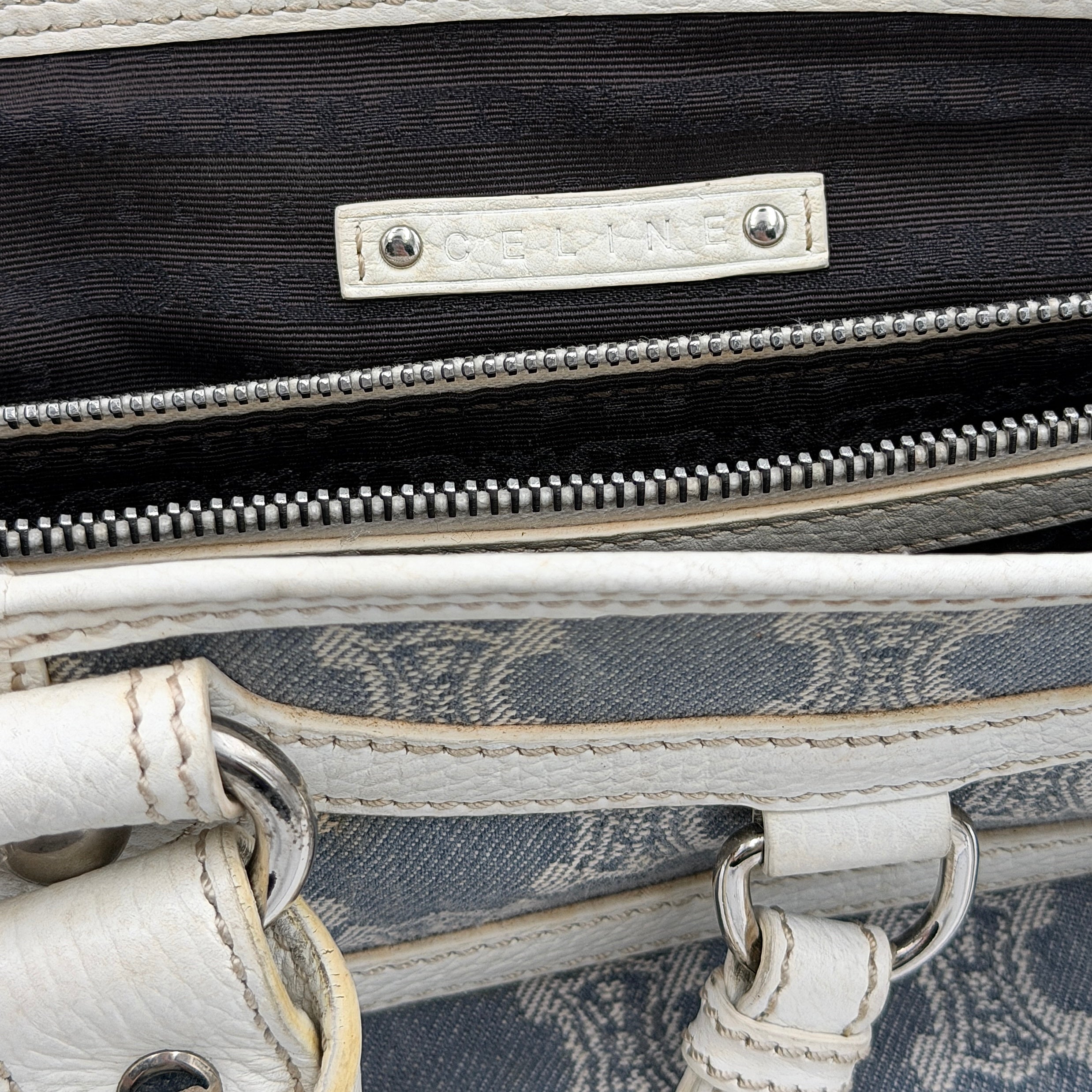 Celine Triomphe Macadam Boogie Denim Handbag Blue/White