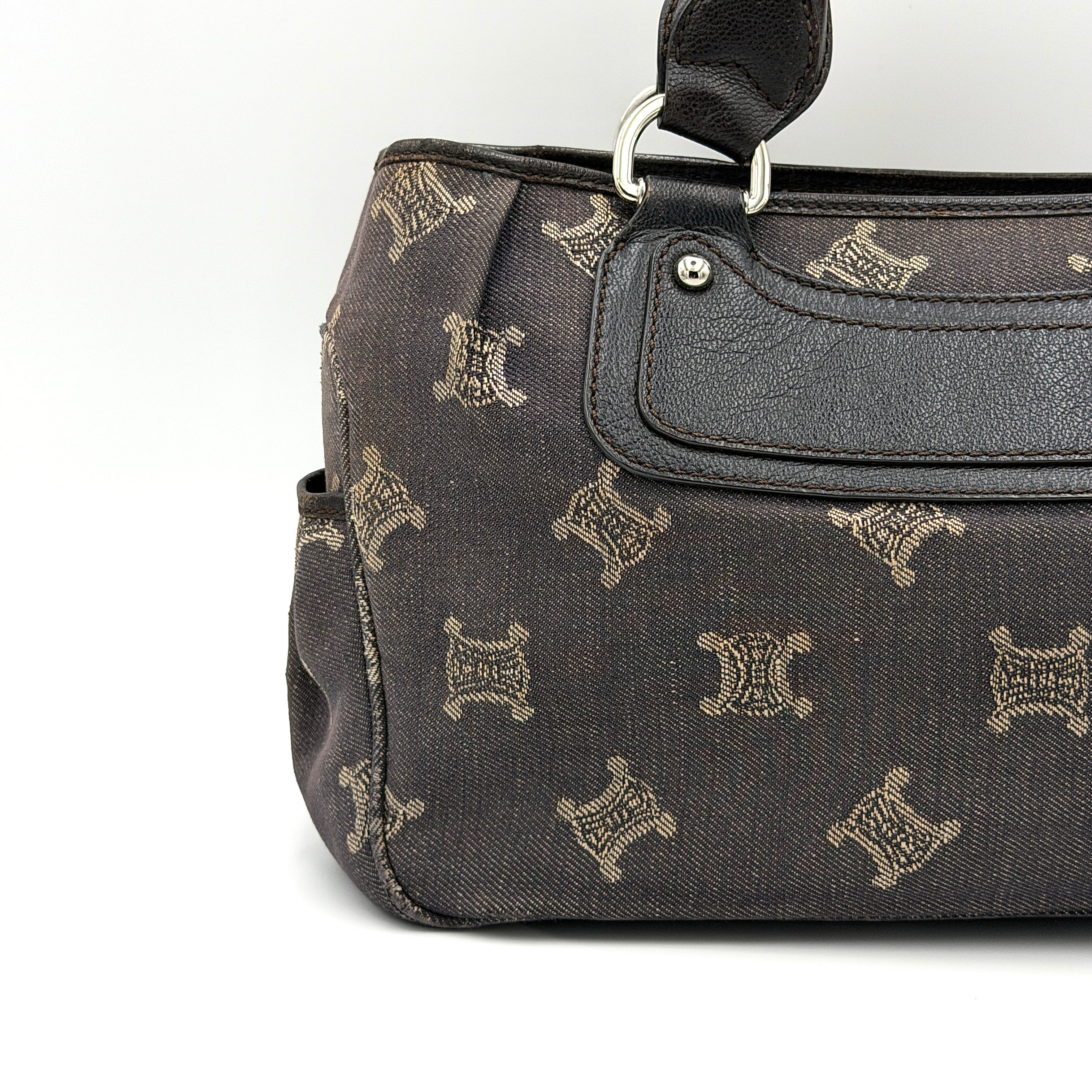 Celine Macadam Boogie Denim Leather Canvas Handbag