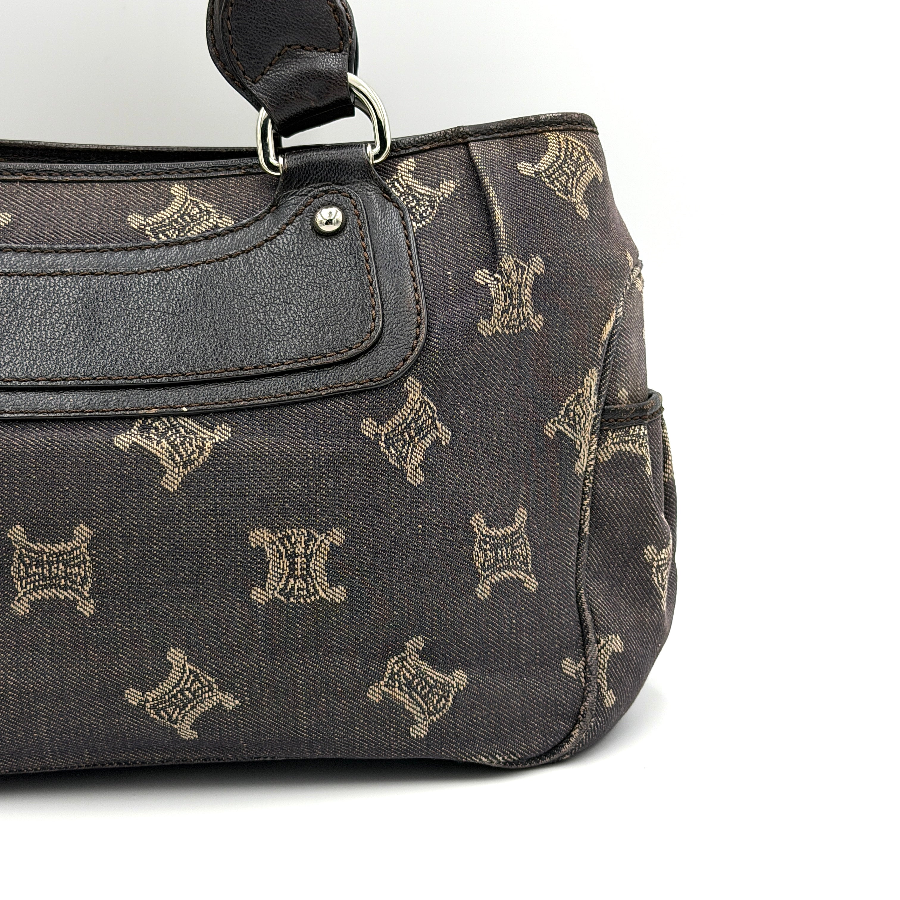 Celine Macadam Boogie Denim Leather Canvas Handbag