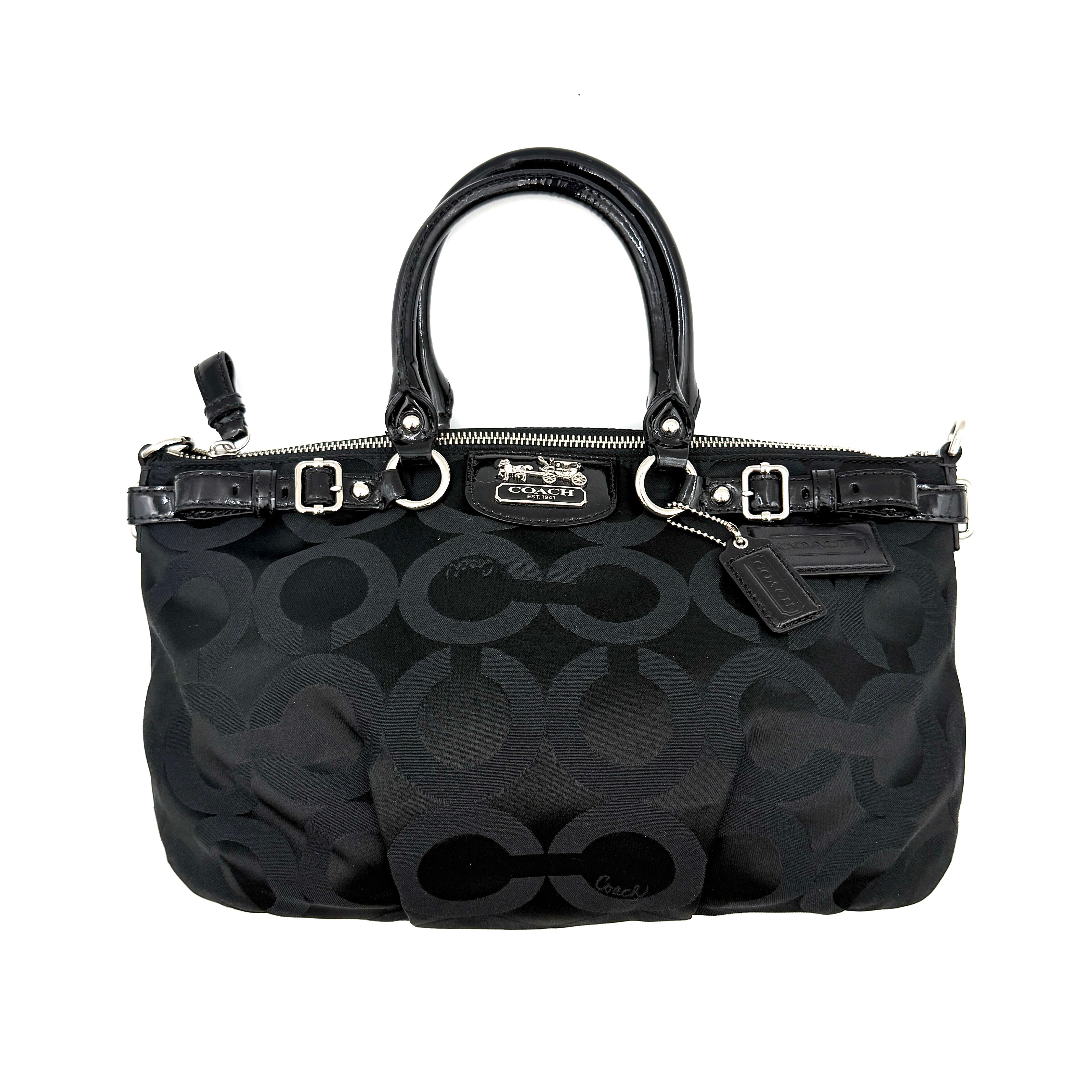 Coach 2Way Madison Op Art Sophia Sateen Shoulder Bag Black