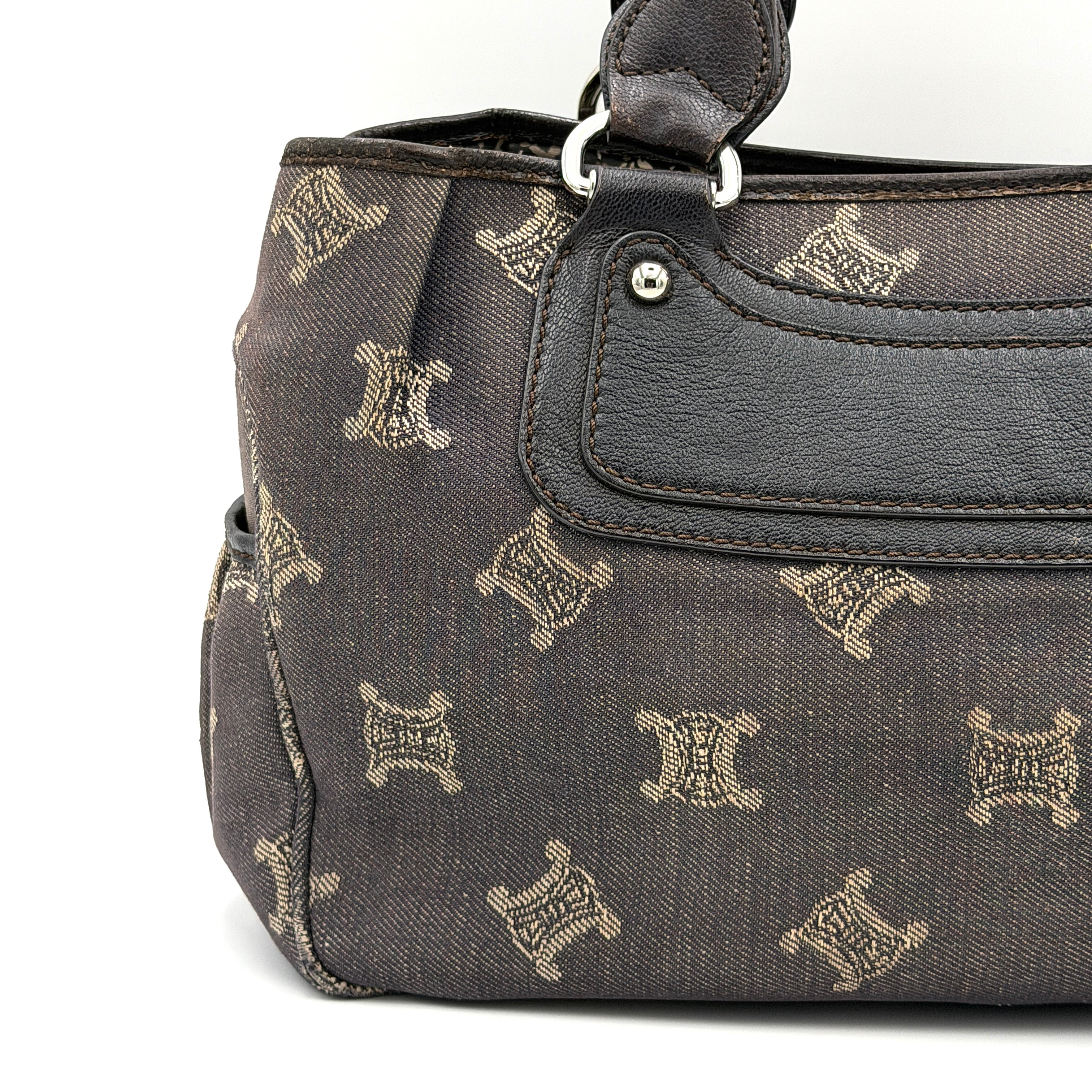 Celine Macadam Boogie Denim Leather Canvas Handbag