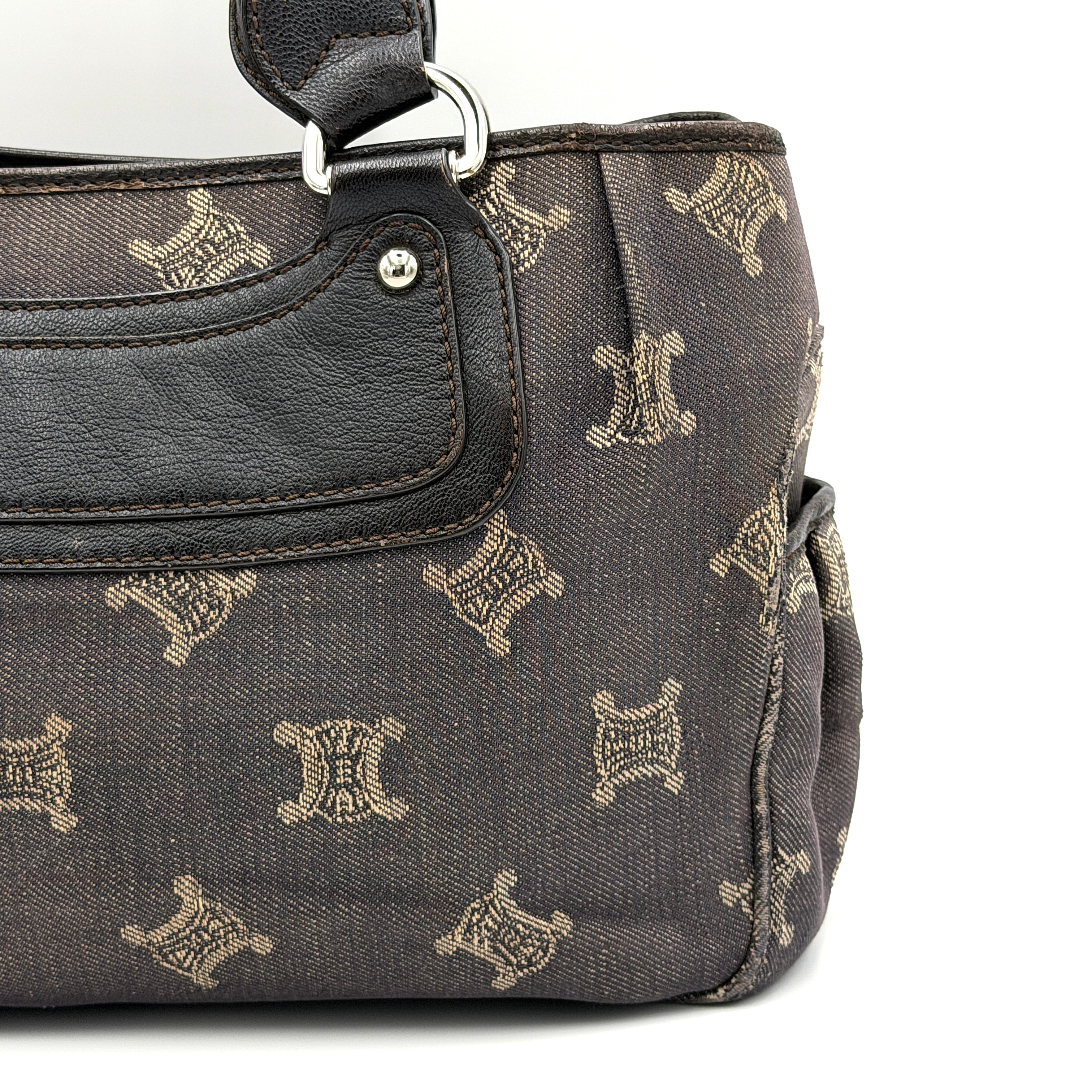 Celine Macadam Boogie Denim Leather Canvas Handbag