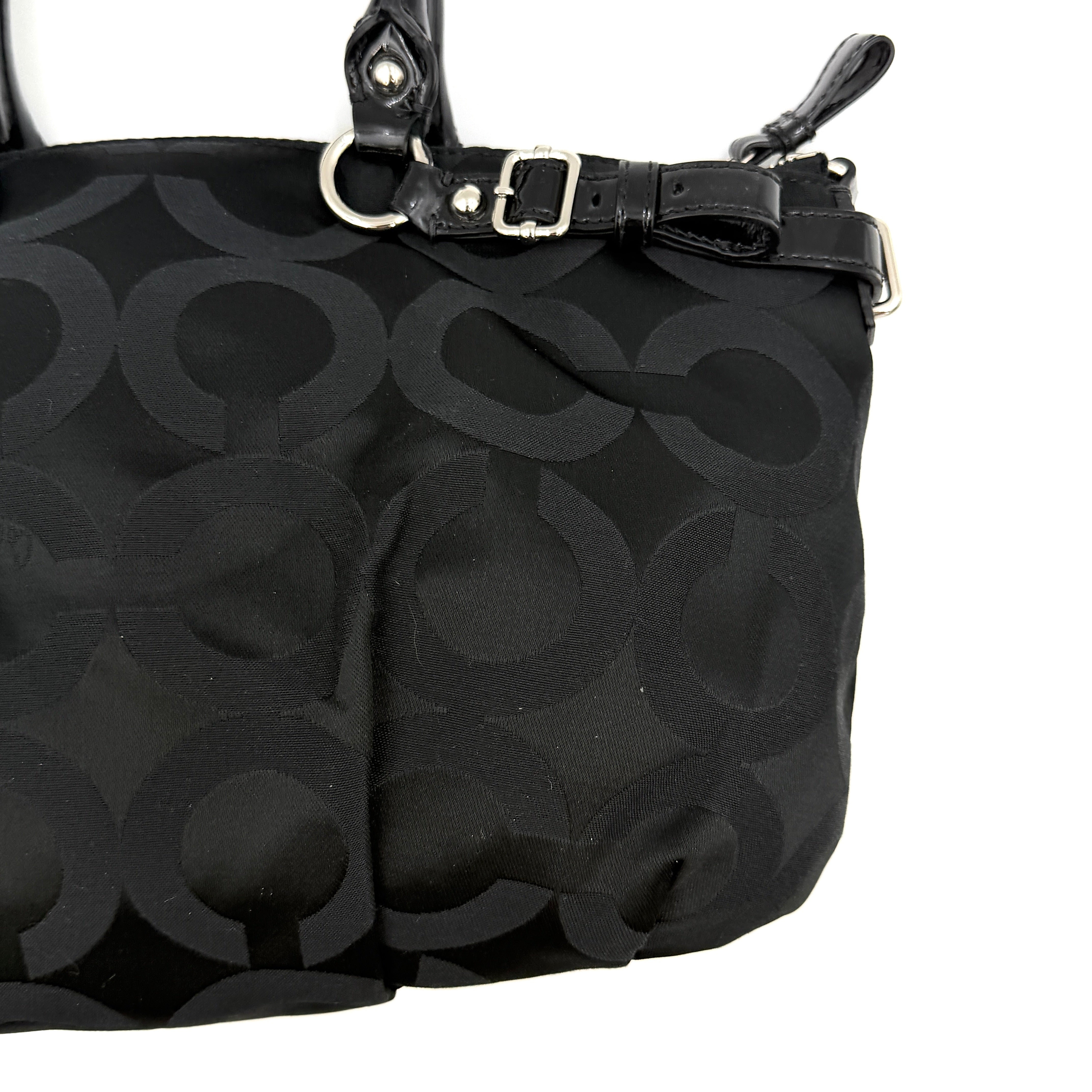Coach 2Way Madison Op Art Sophia Sateen Shoulder Bag Black