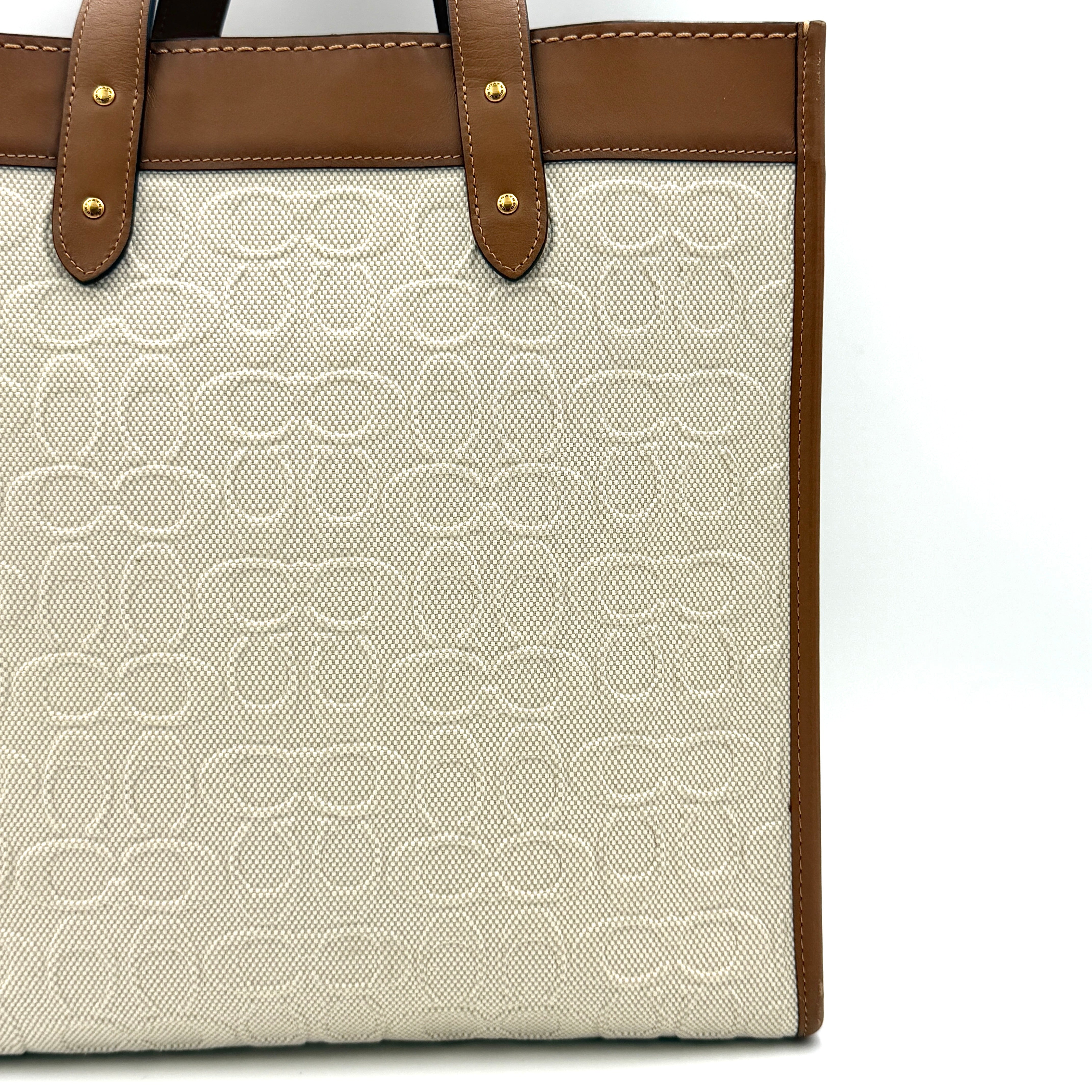 Coach 2Way Signature Field Tote Bag Cream/Tan