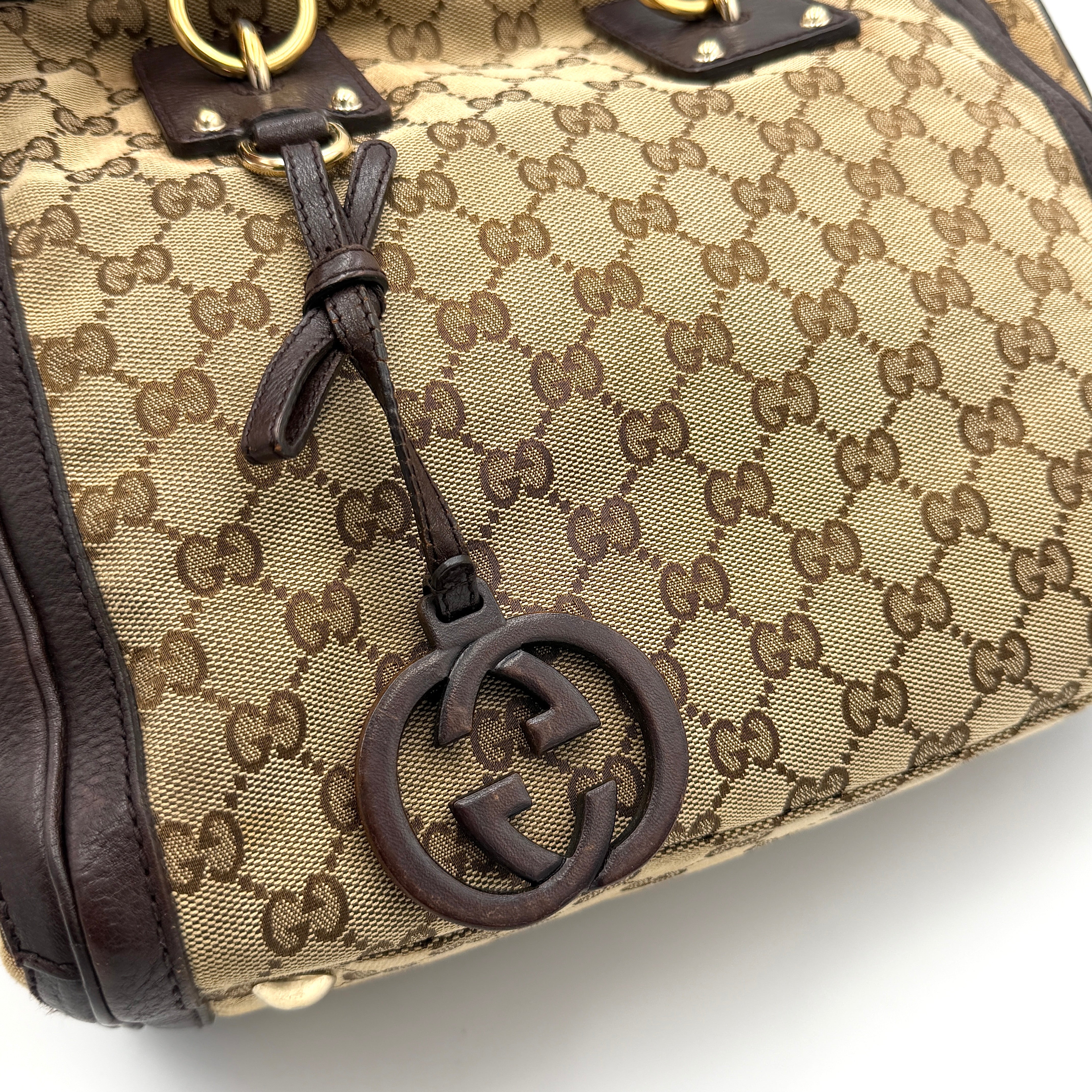 Gucci GG Monogram Charm Tote Bag Beige/Brown