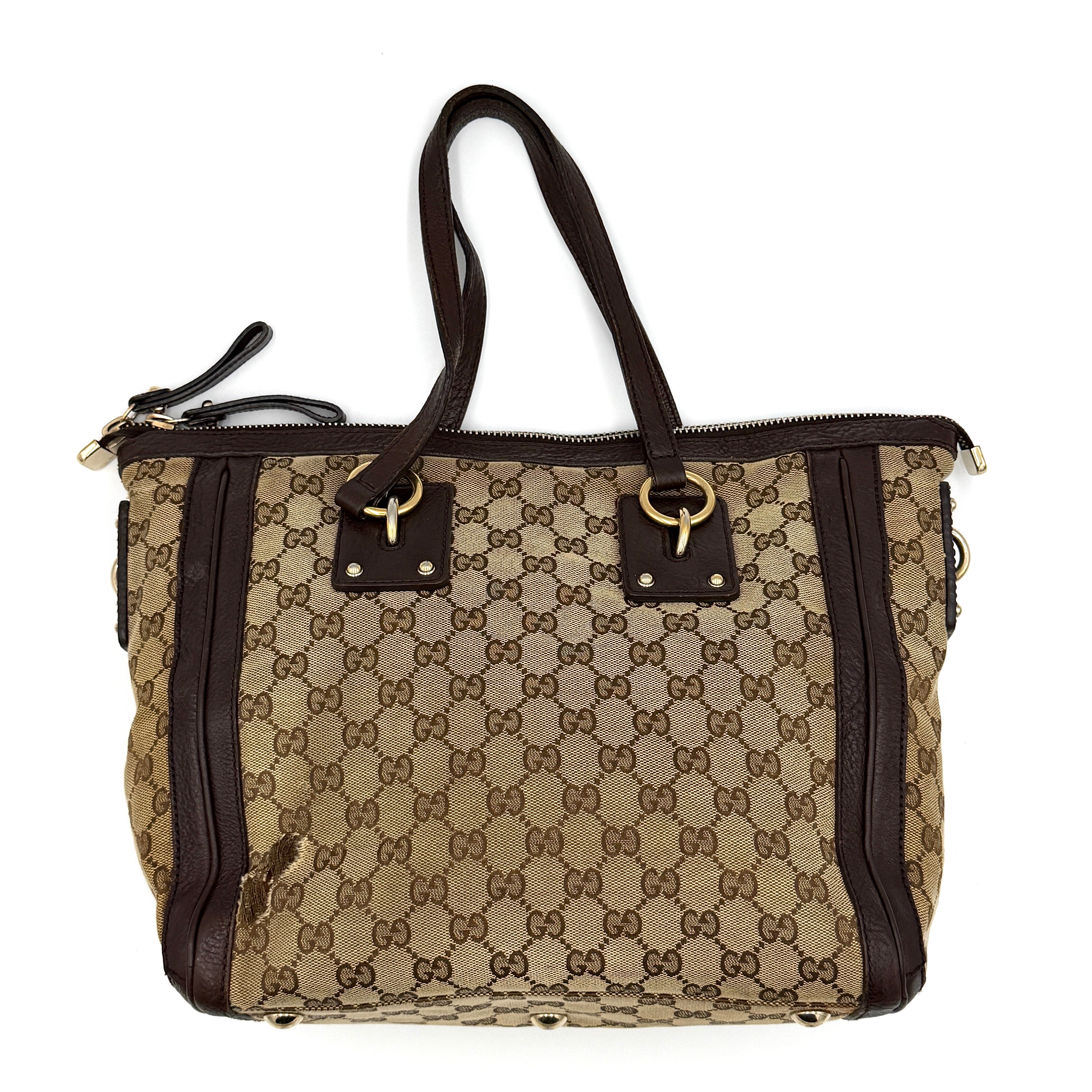 Gucci GG Monogram Charm Tote Bag Beige/Brown