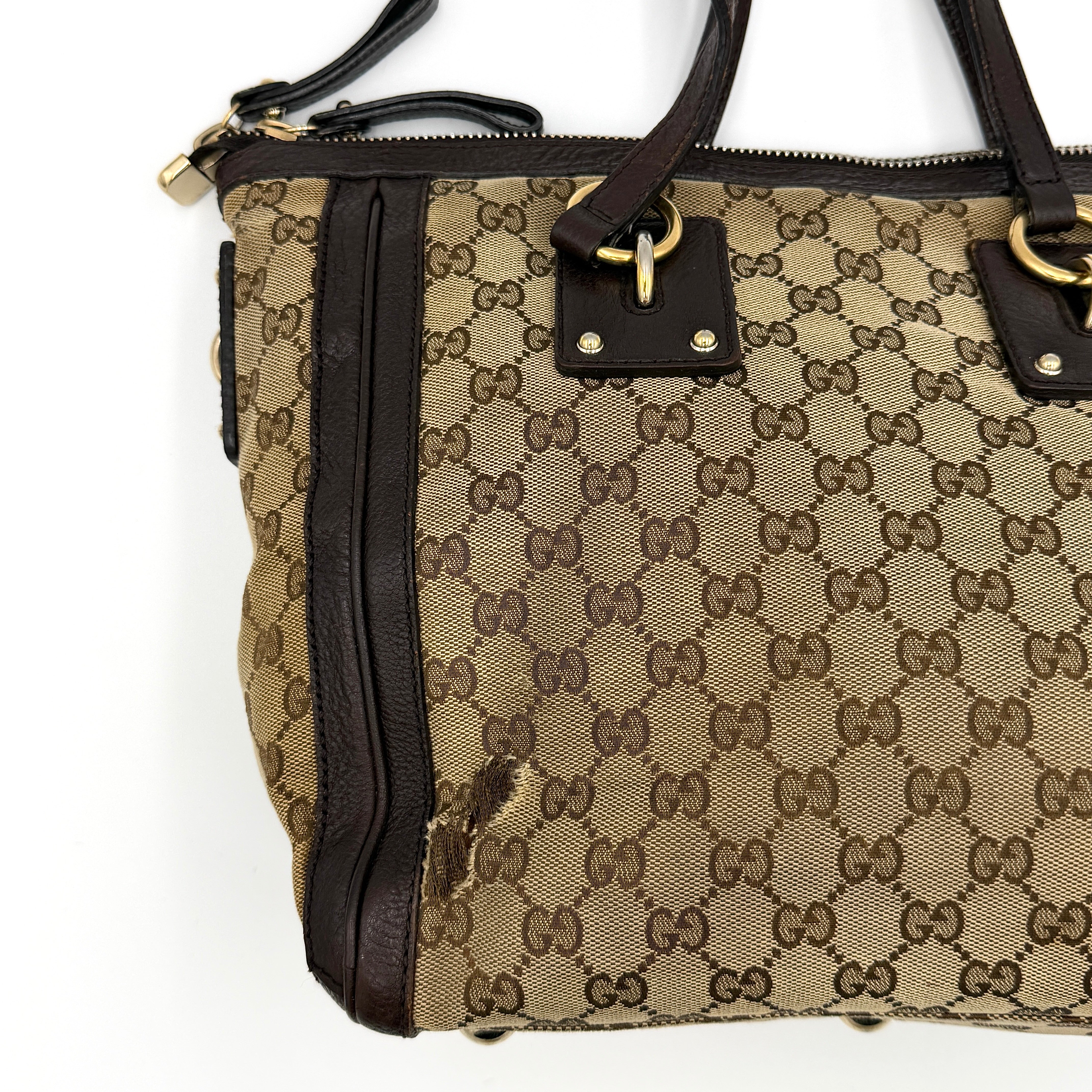 Gucci GG Monogram Charm Tote Bag Beige/Brown