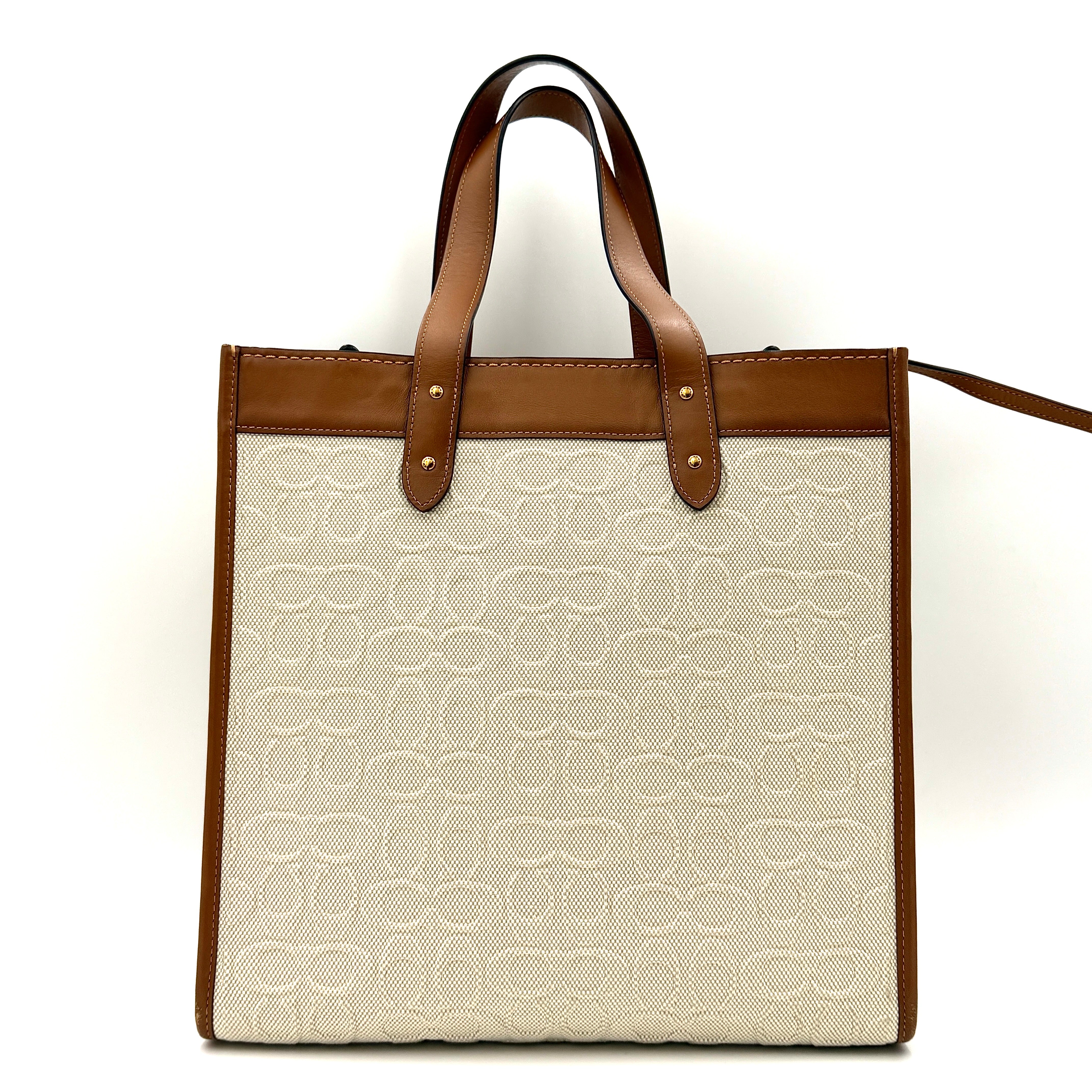 Coach 2Way Signature Field Tote Bag Cream/Tan