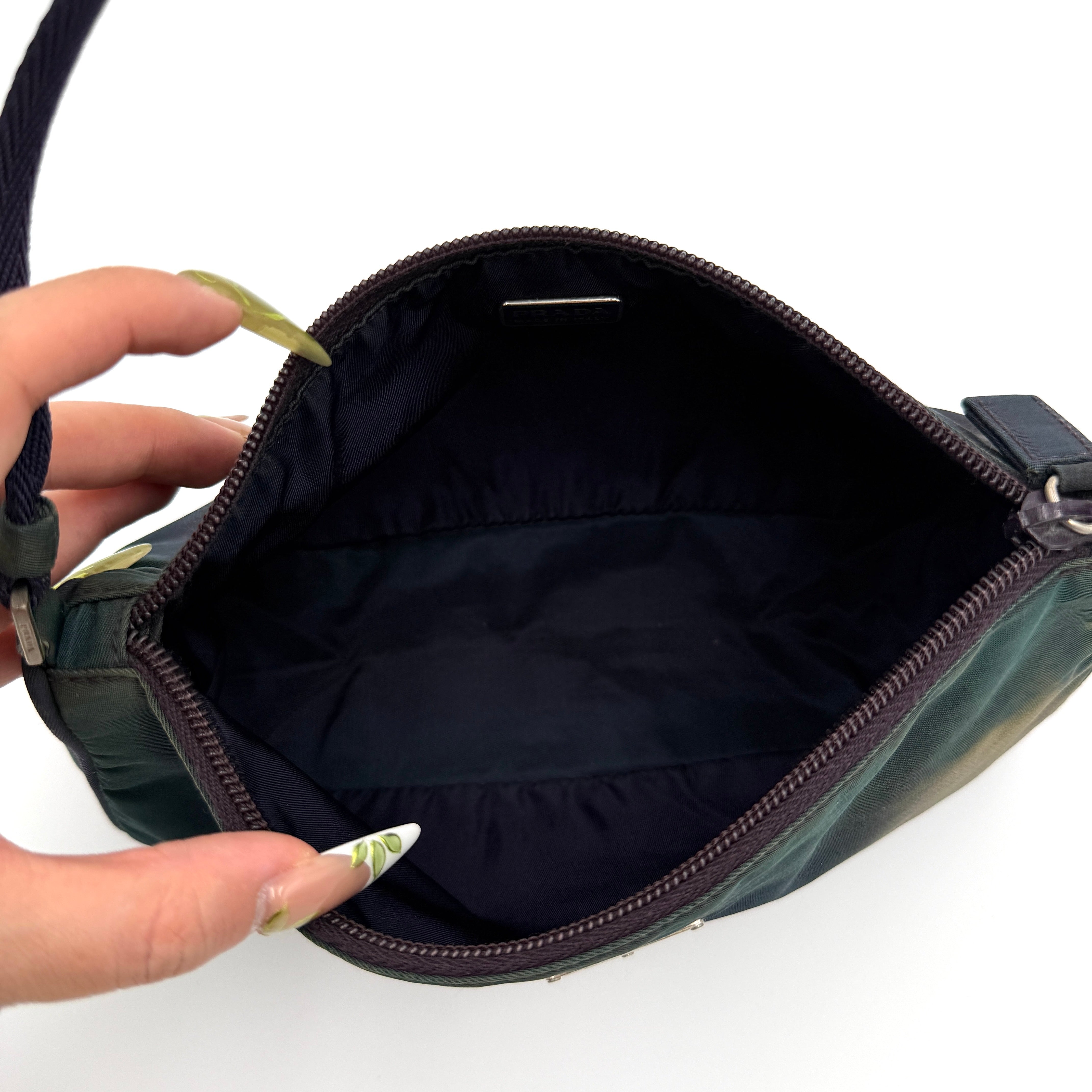 Prada Tessuto Nylon Pochette Shoulder Bag Green