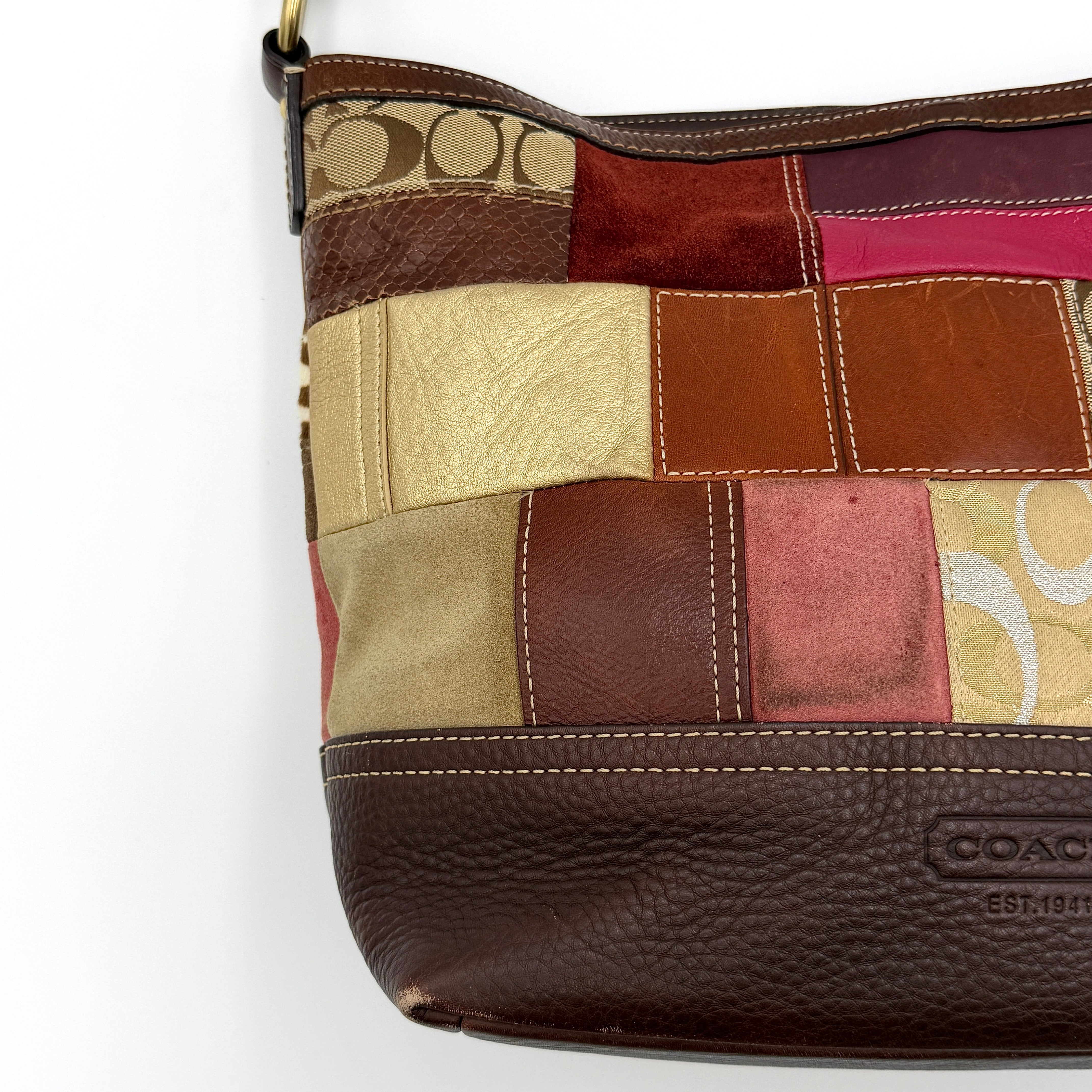 Coach Y2K Holiday Patchwork Shoulder Bag Multicolor