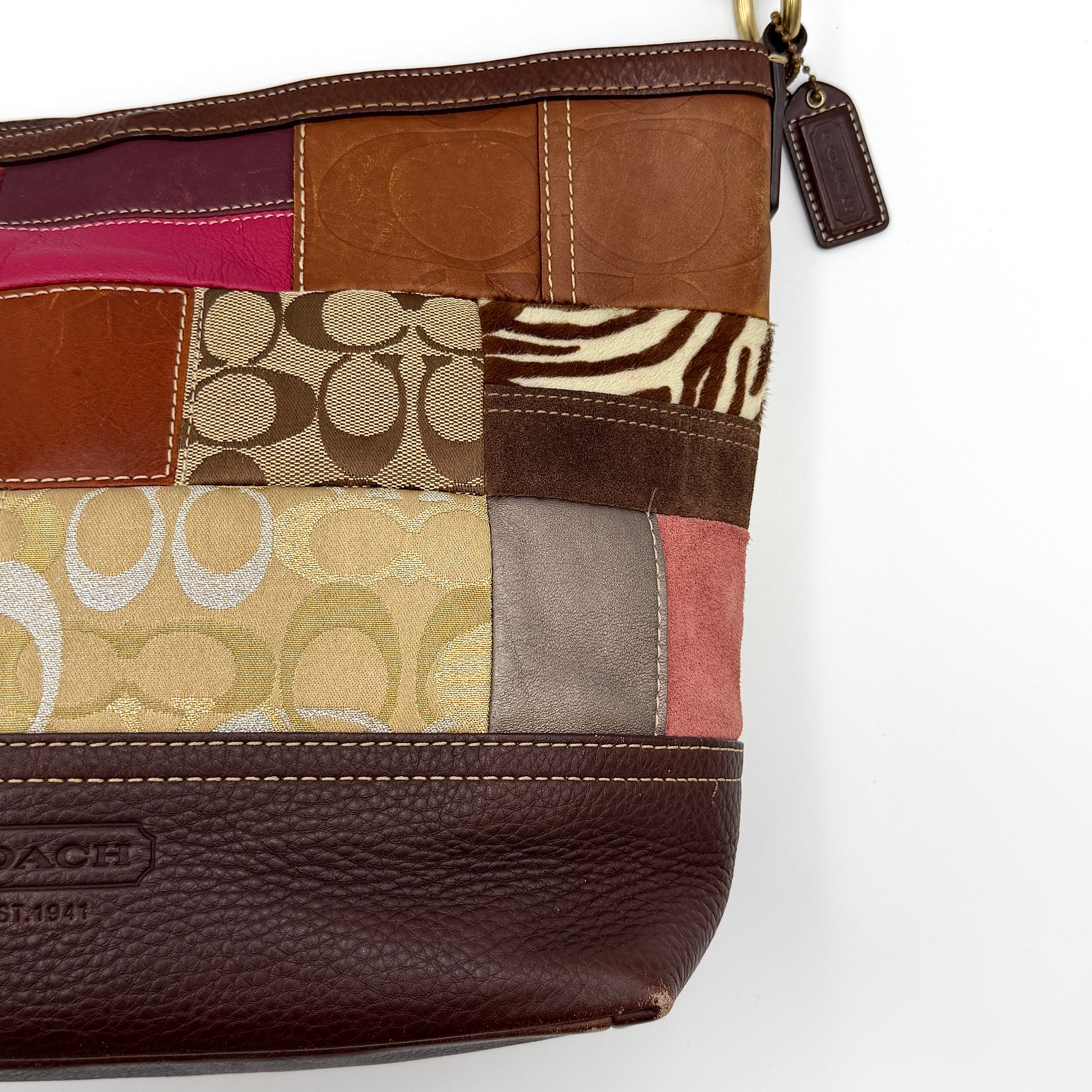 Coach Y2K Holiday Patchwork Shoulder Bag Multicolor