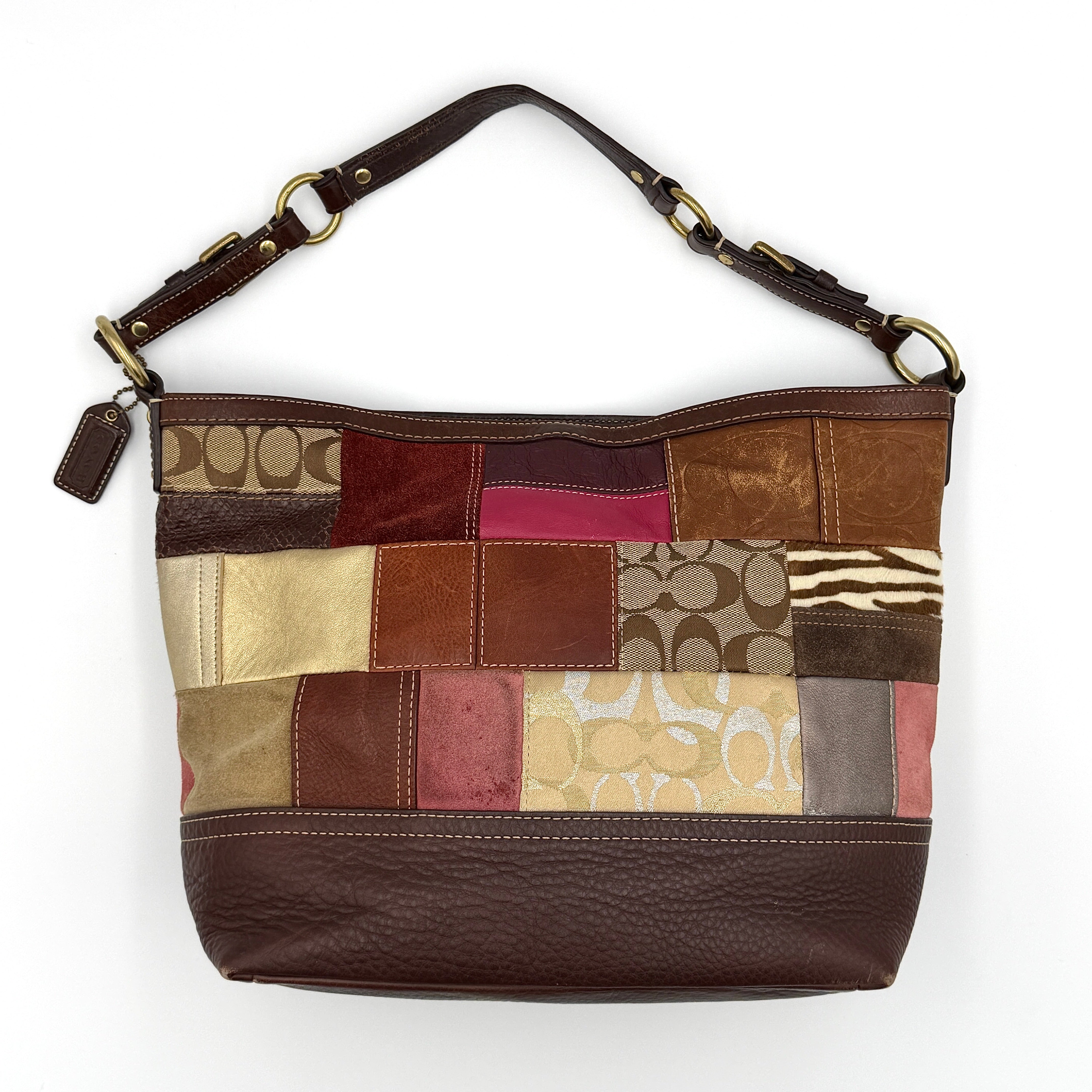 Coach Y2K Holiday Patchwork Shoulder Bag Multicolor