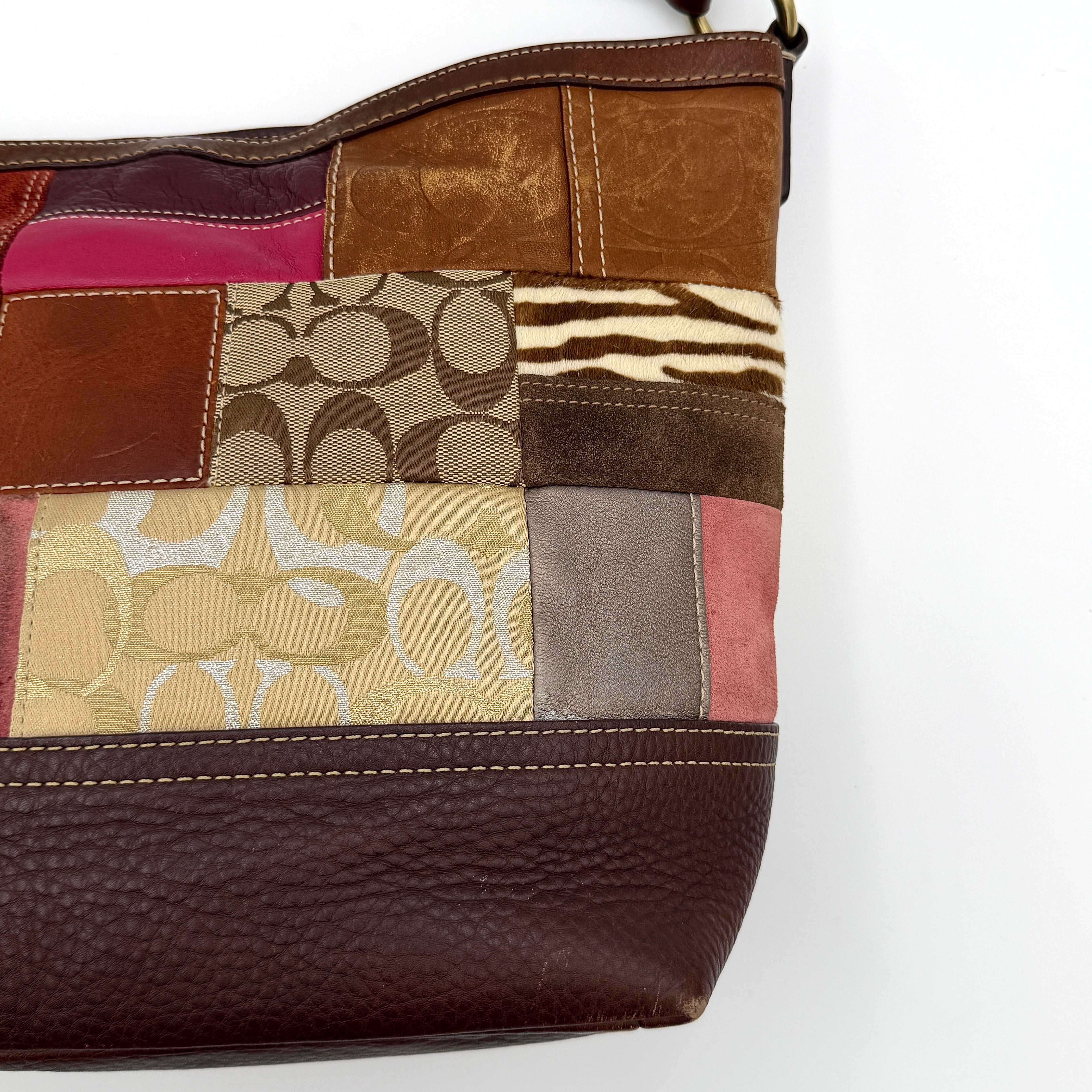 Coach Y2K Holiday Patchwork Shoulder Bag Multicolor