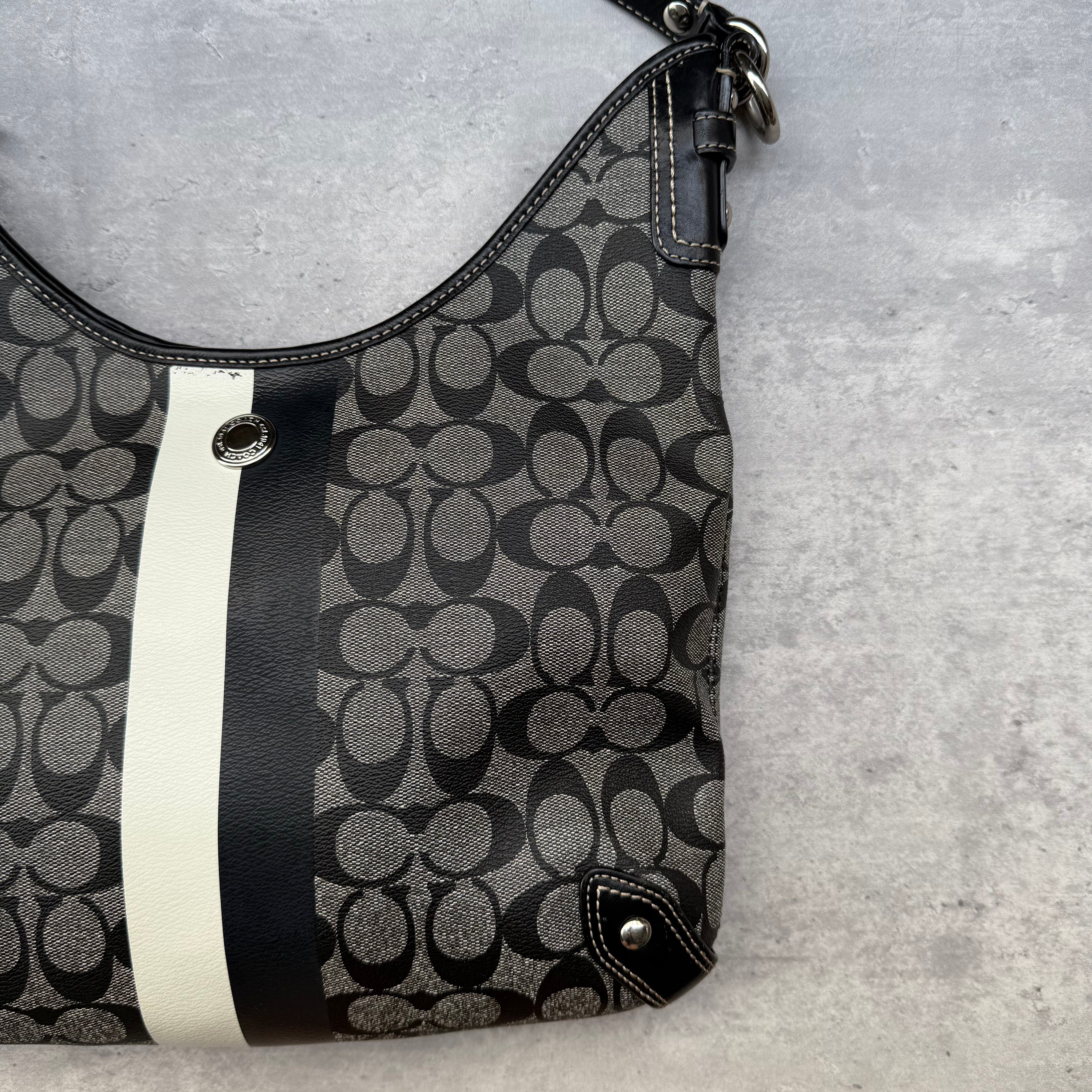 Coach Heritage Stripe Chelsea Hobo ShoulderBag Black/Grey