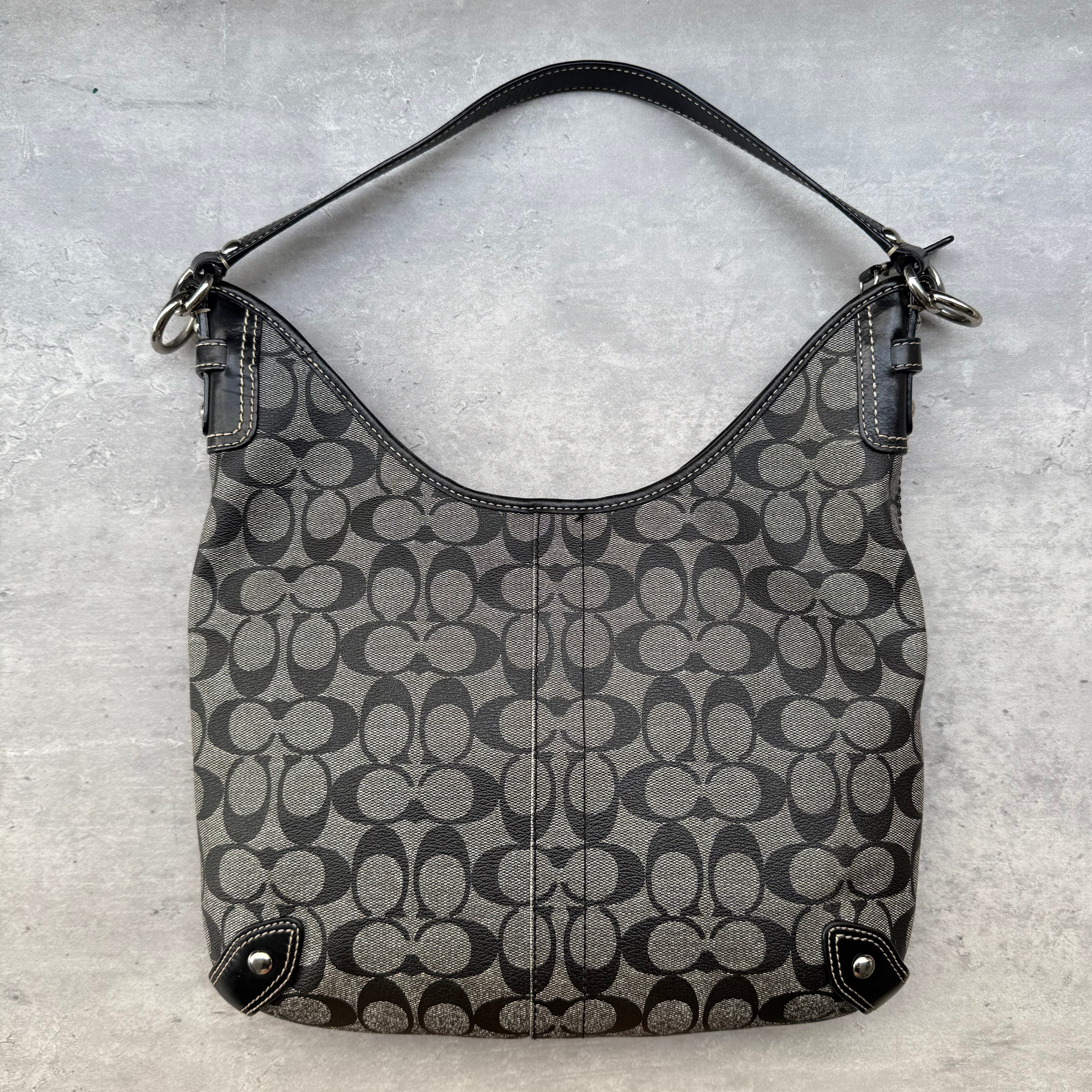 Coach Heritage Stripe Chelsea Hobo ShoulderBag Black/Grey