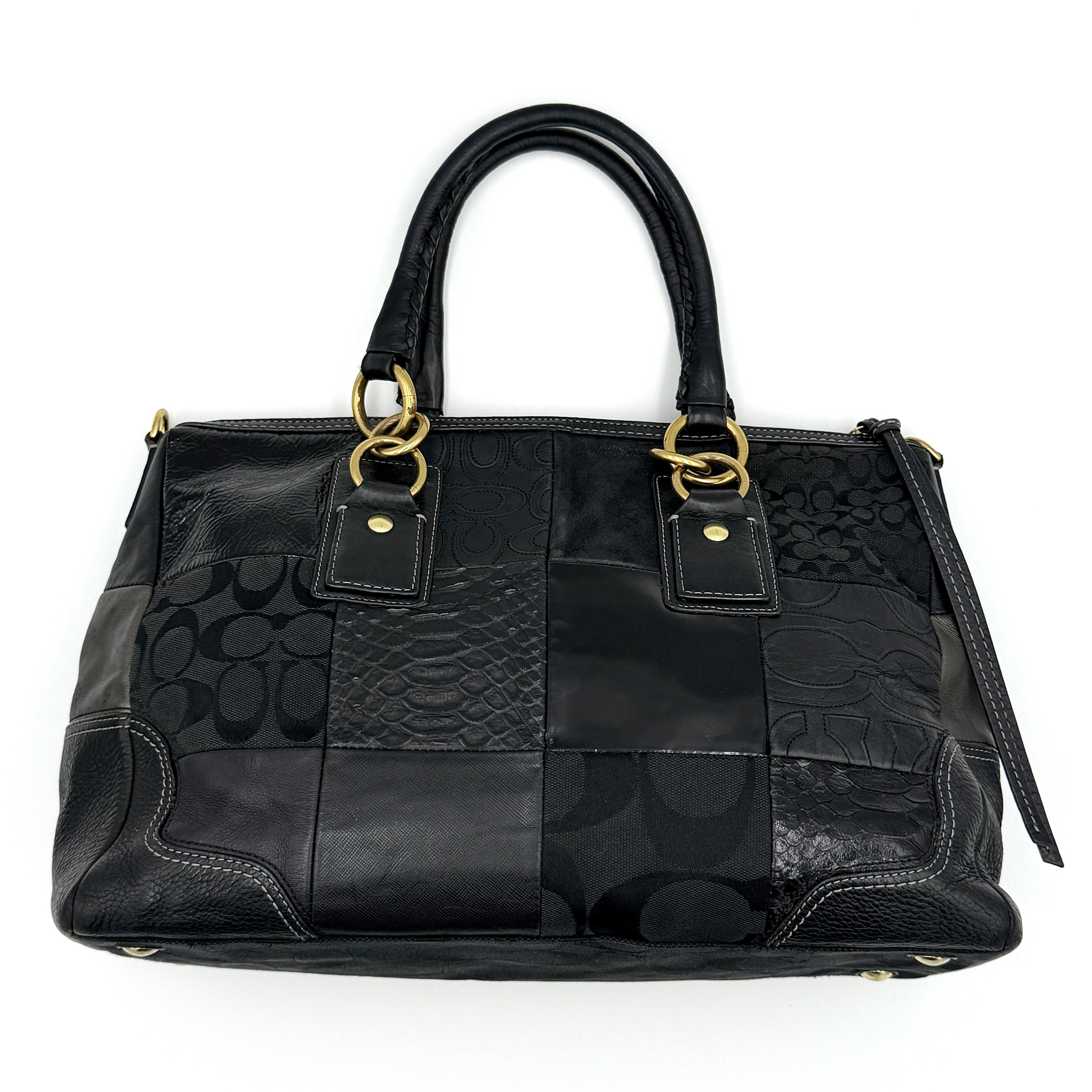 Coach Y2K Signature Hampton Patchwork Shoulder Bag Black