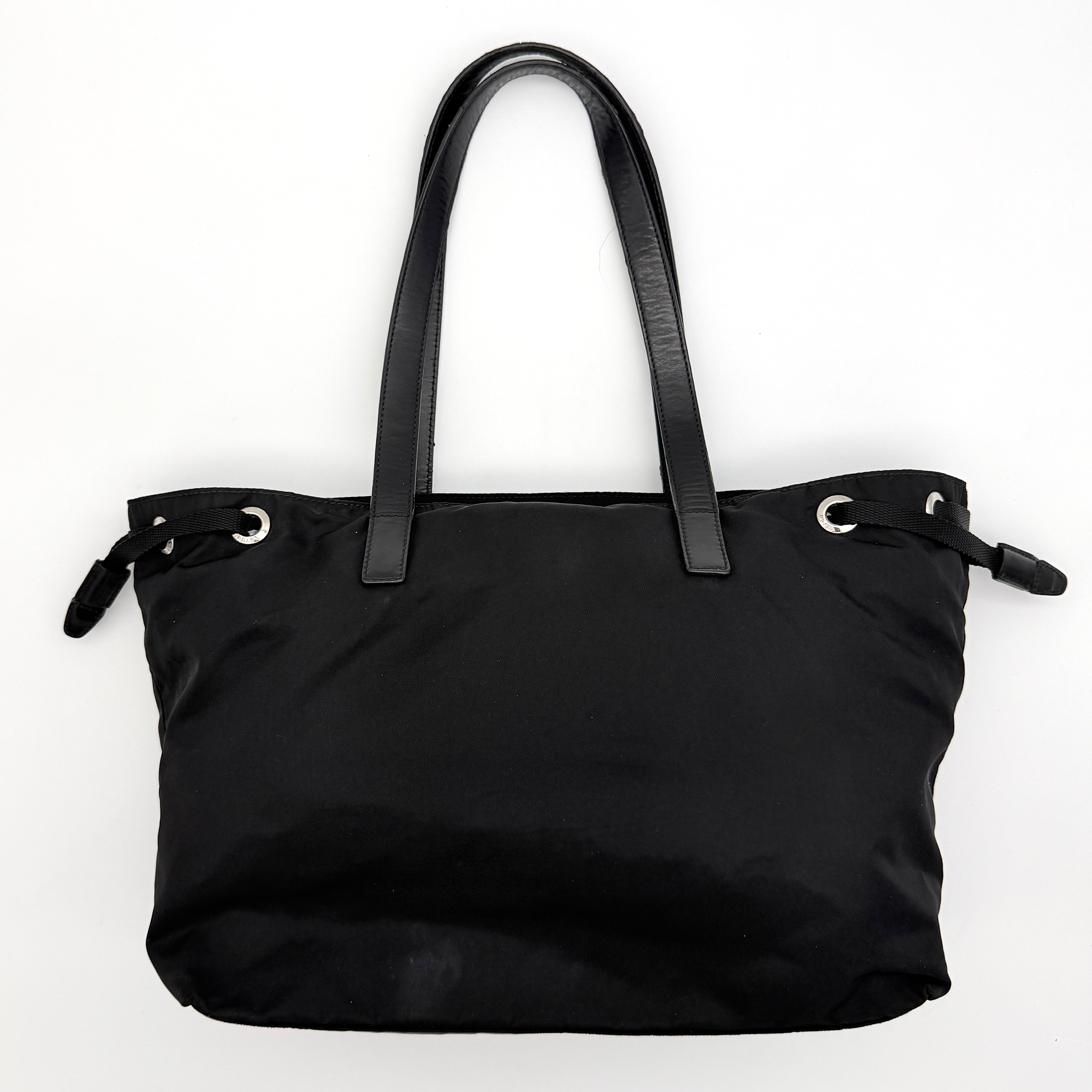 Prada Tessuto Nylon Front Buckle Tote Bag Black