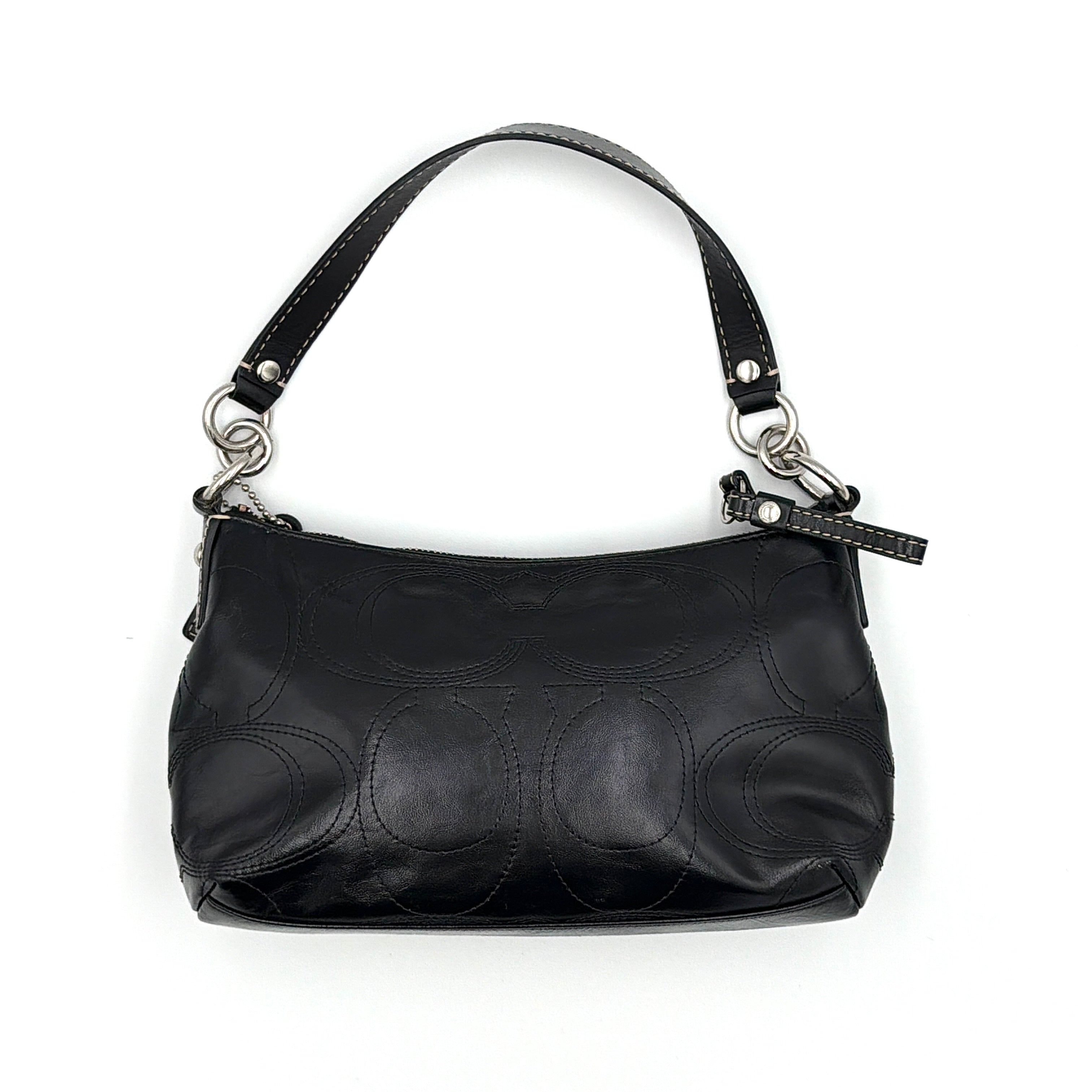 Coach Signature Patent Leather Shoulder Bag Black