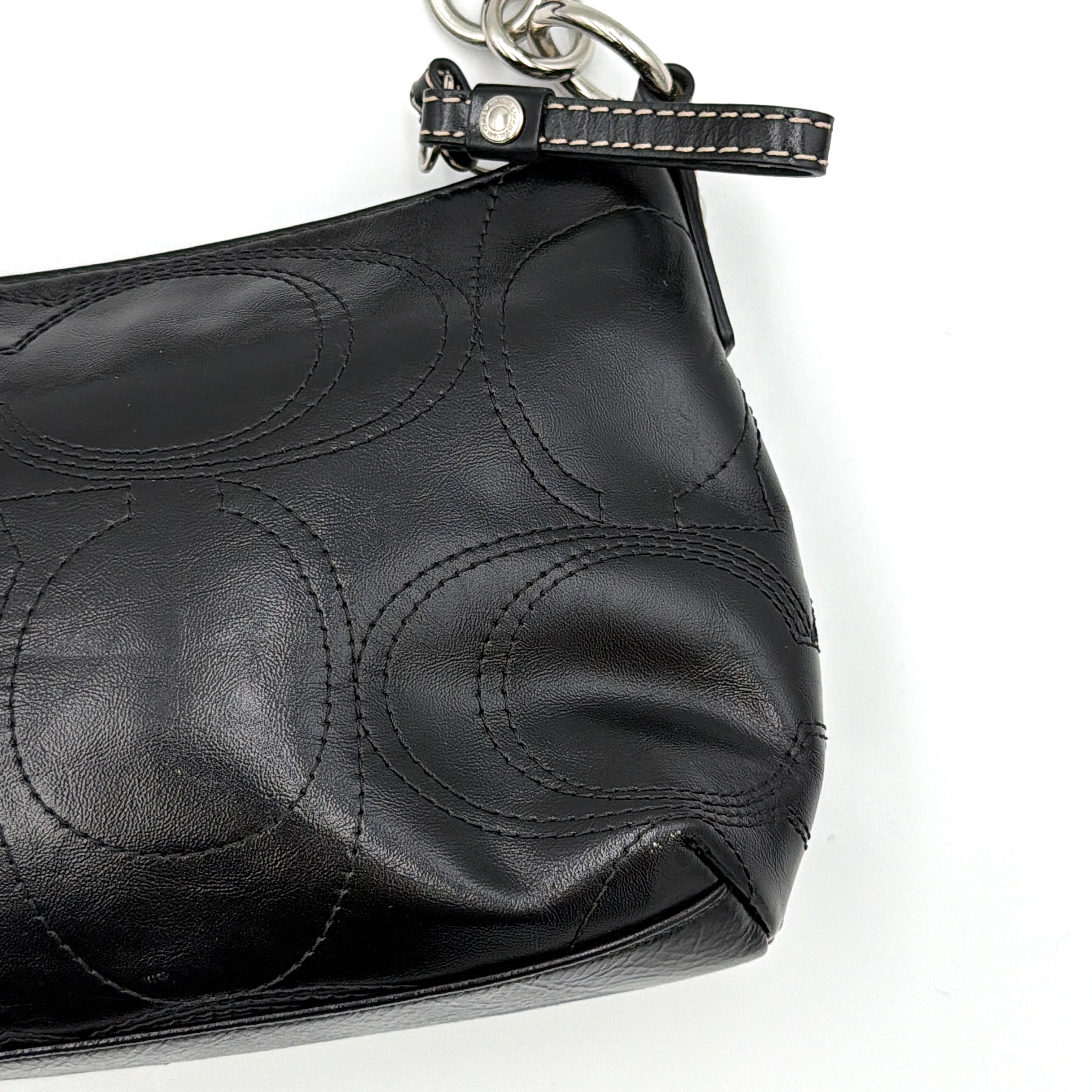 Coach Signature Patent Leather Shoulder Bag Black