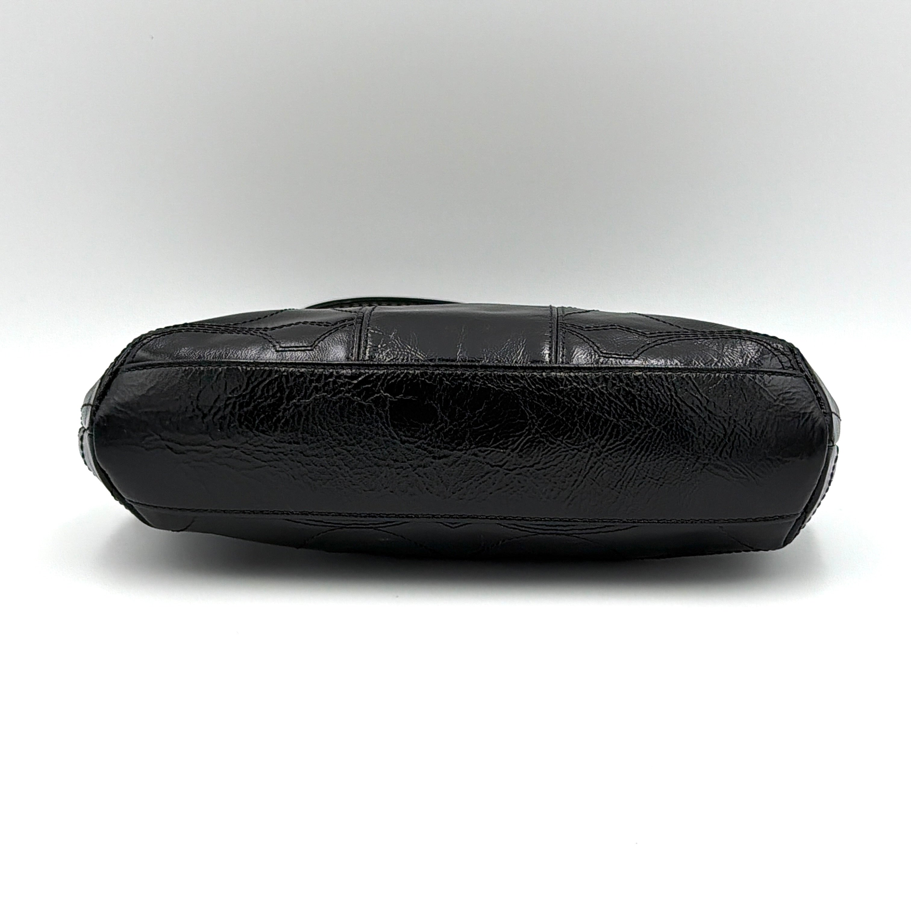 Coach Signature Patent Leather Shoulder Bag Black