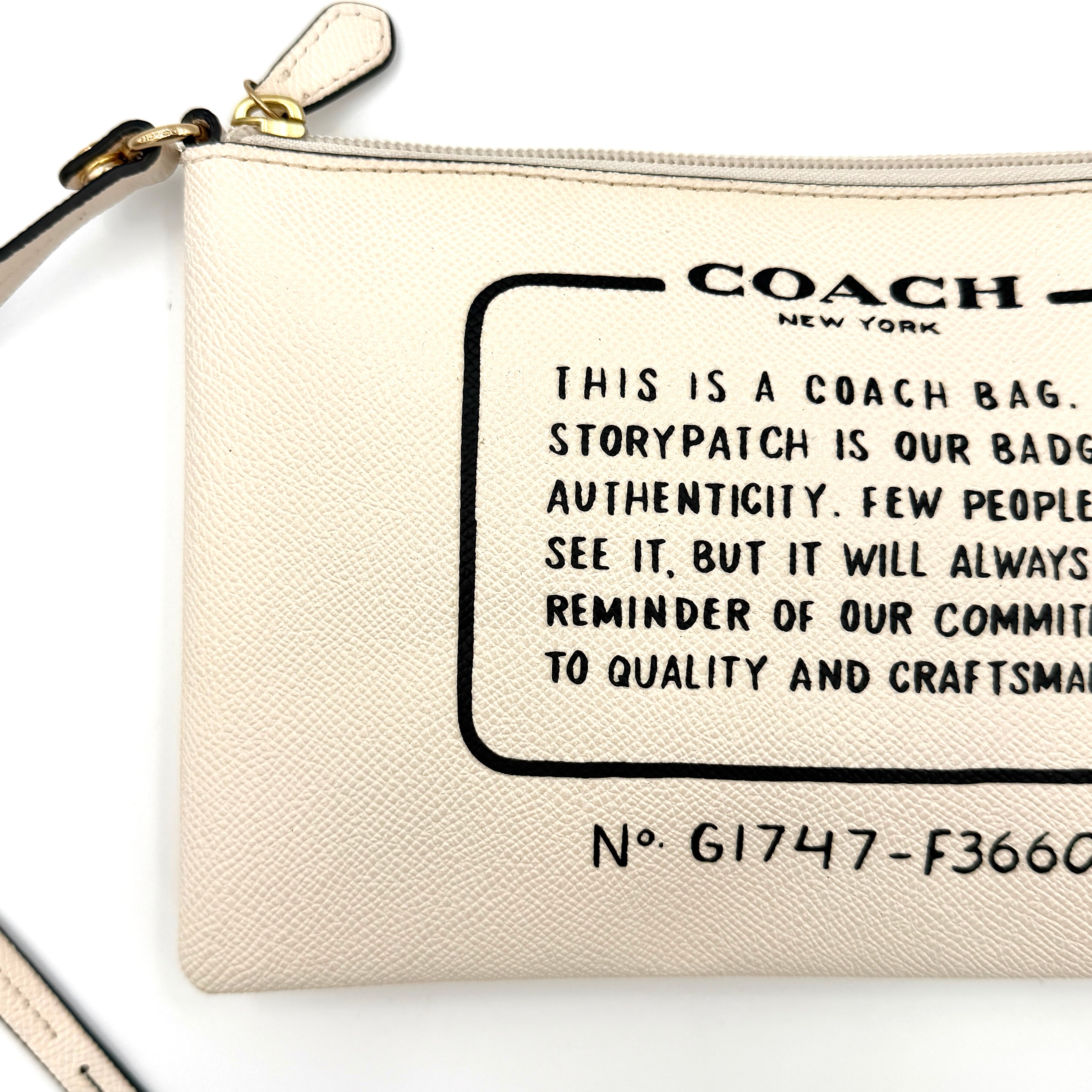 Coach Storypatch Creed Zip Wristlet Cream