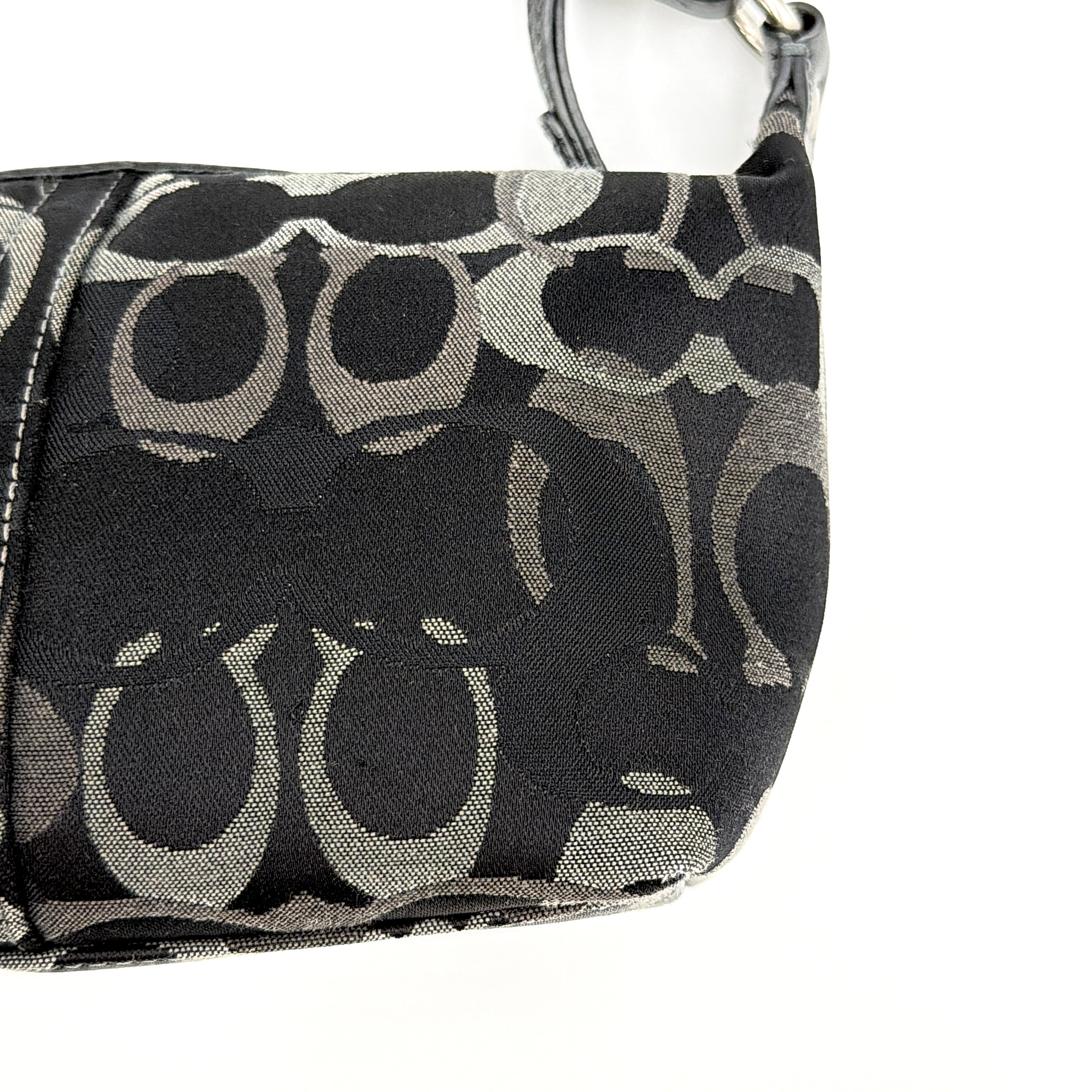 Coach Signature Optic Mini Hobo Shoulder Bag Black/Grey