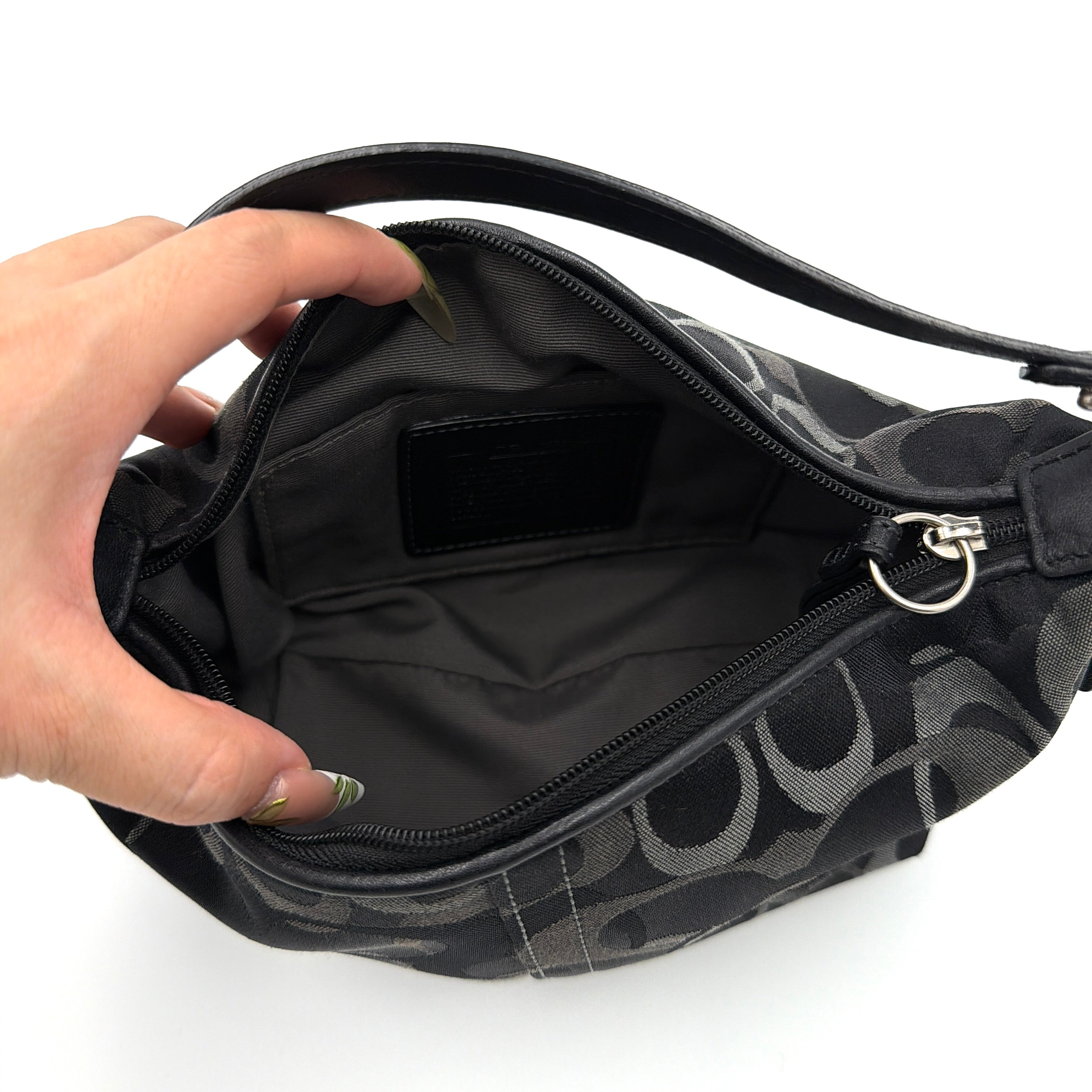 Coach Signature Optic Mini Hobo Shoulder Bag Black/Grey