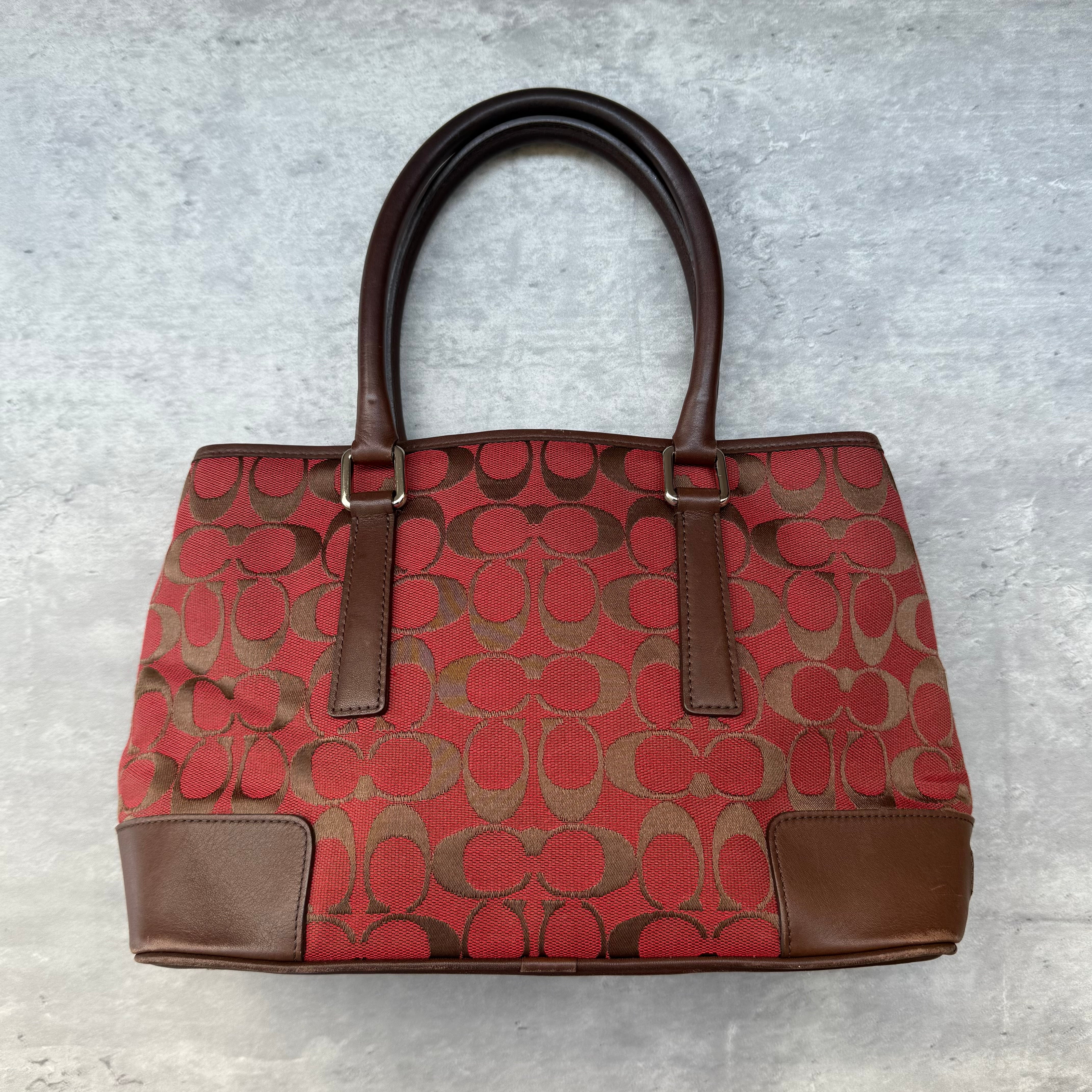 Coach Signature Canvas HandBag Red/Brown