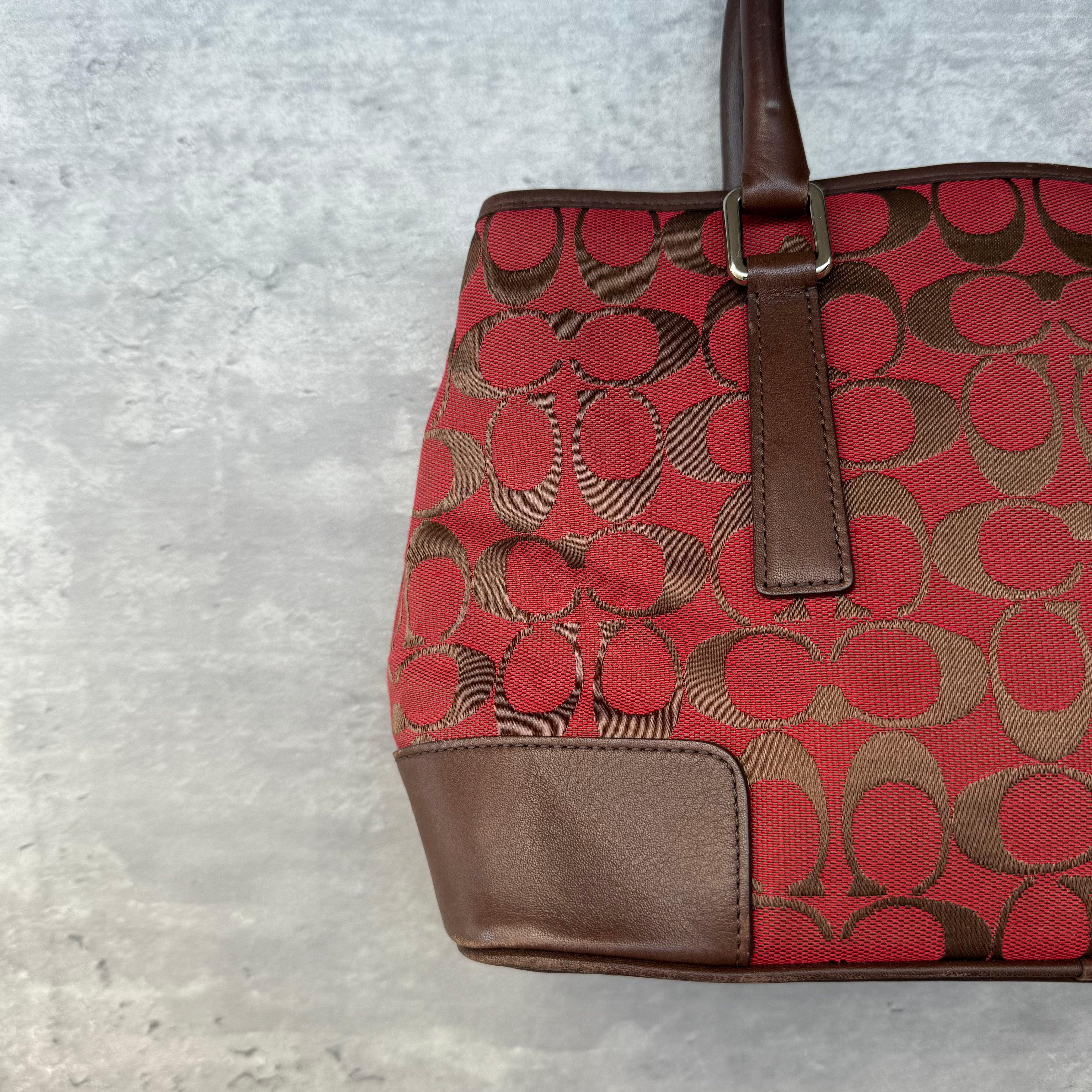 Coach Signature Canvas HandBag Red/Brown