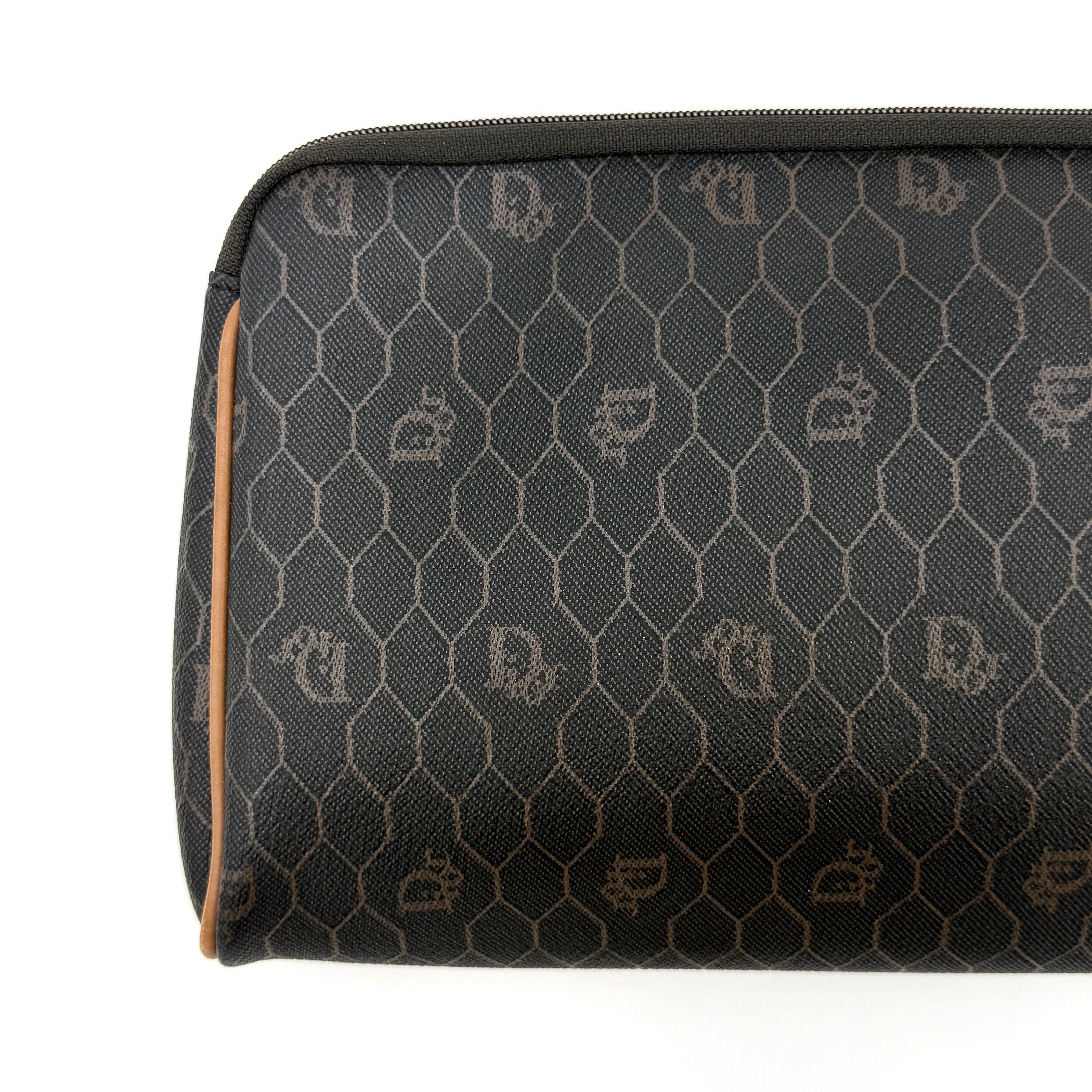 Dior Honeycomb Canvas Clutch Bag Brown/Black